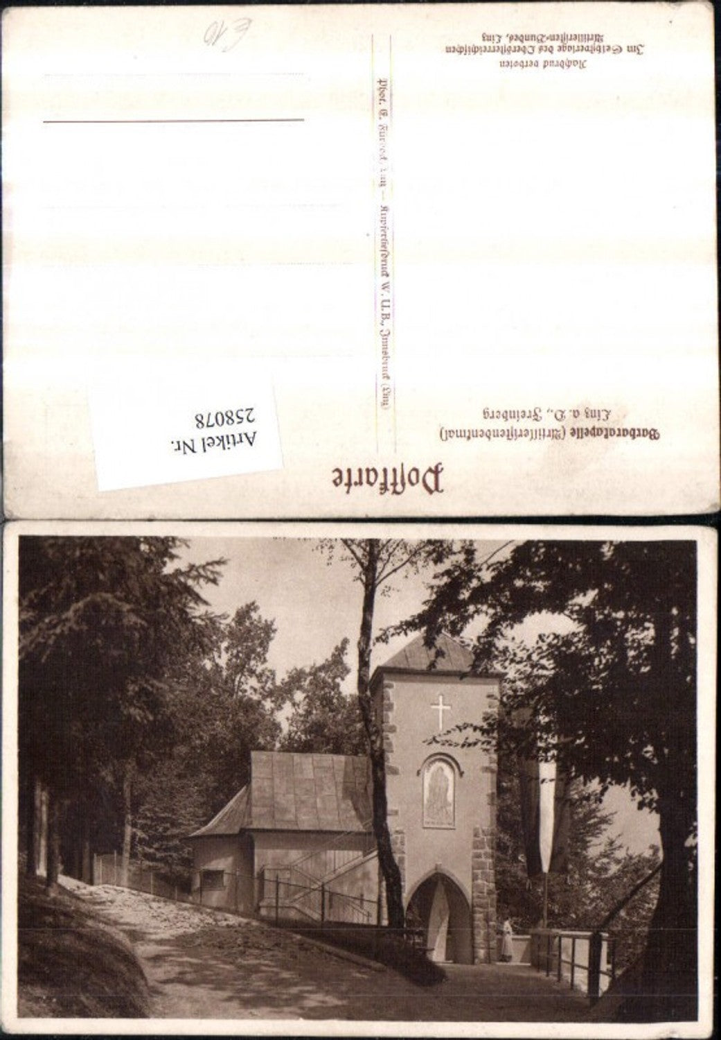258078,Linz an d. Donau Freinberg Barbarakapelle Kapelle Artilleristendenkmal