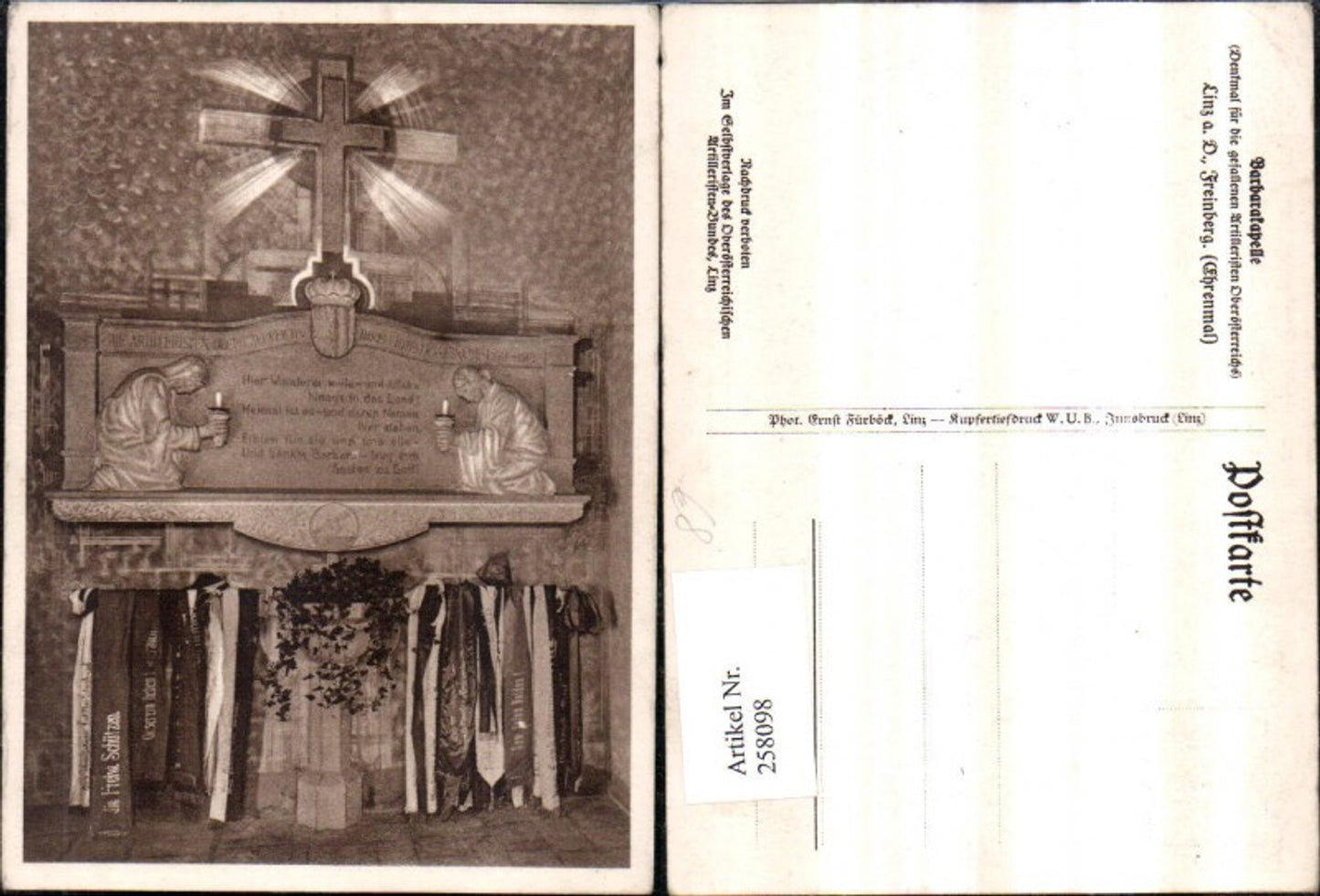 258098,Linz an d. Donau Freinberg Barbarakapelle Artilleristendenkmal Ehrenmal