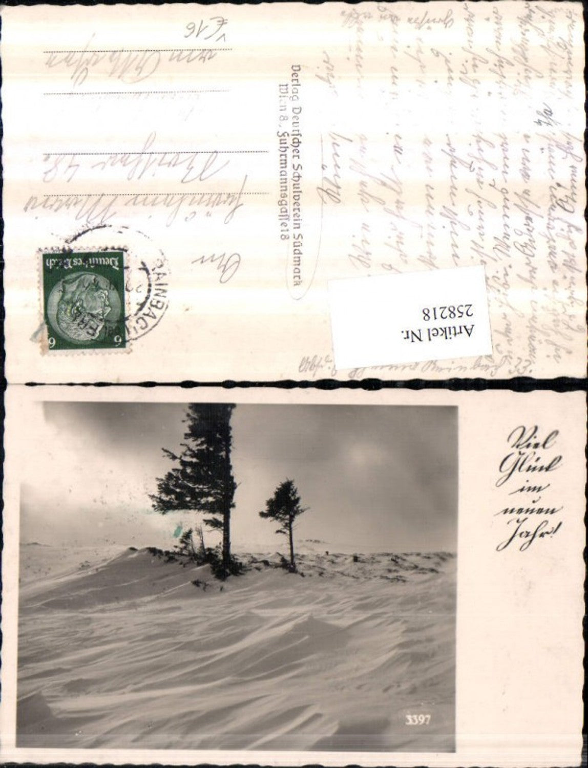 258218,Deutscher Schulverein 3397 Neujahr Winterbild Schnee Bäume