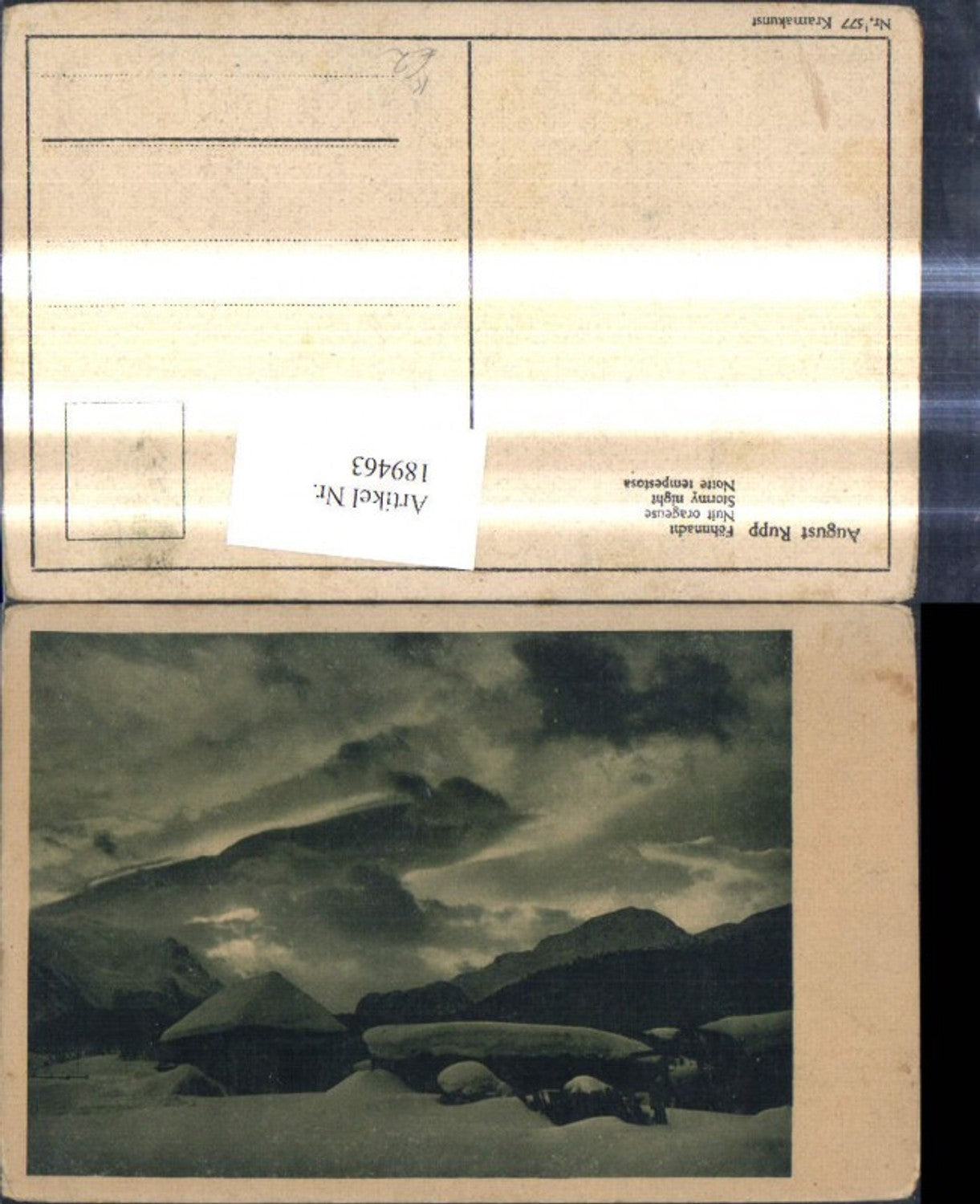 189463,Künstler Ak August Rupp Föhnnacht Haus Winterlandschaft Bergkulisse Wolken