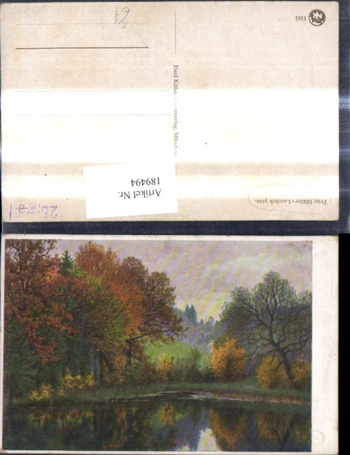 189494,Künstler Ak Fritz Müller Landeck See Ufer Wald Herbststimmung Landschaft