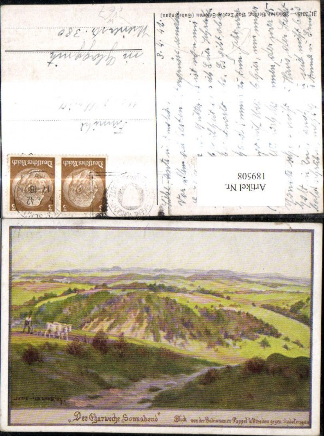 189508,Künstler Ak Jung Ilsenheim Blick v. d. Babisnauer Pappel geg. Sudetengau pub Wächter Verlag Bad Teplitz Schöna