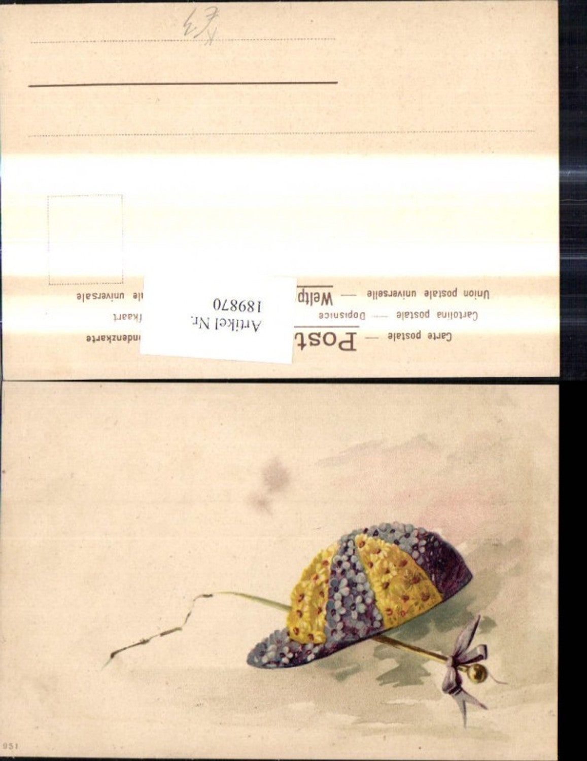 189870,Künstler Ak Schirmmütze Kappe a. Blumen Stock Schleife