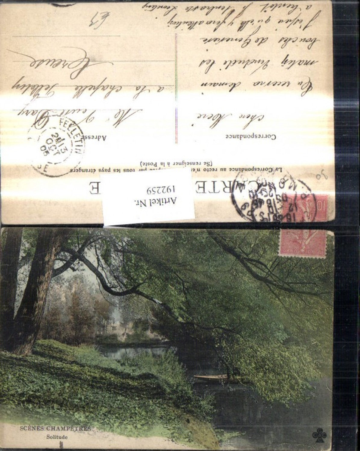 192259,Künstler Ak Scenes Chapetres Solitude Boot Fluss Baum a. Ufer Landschaft