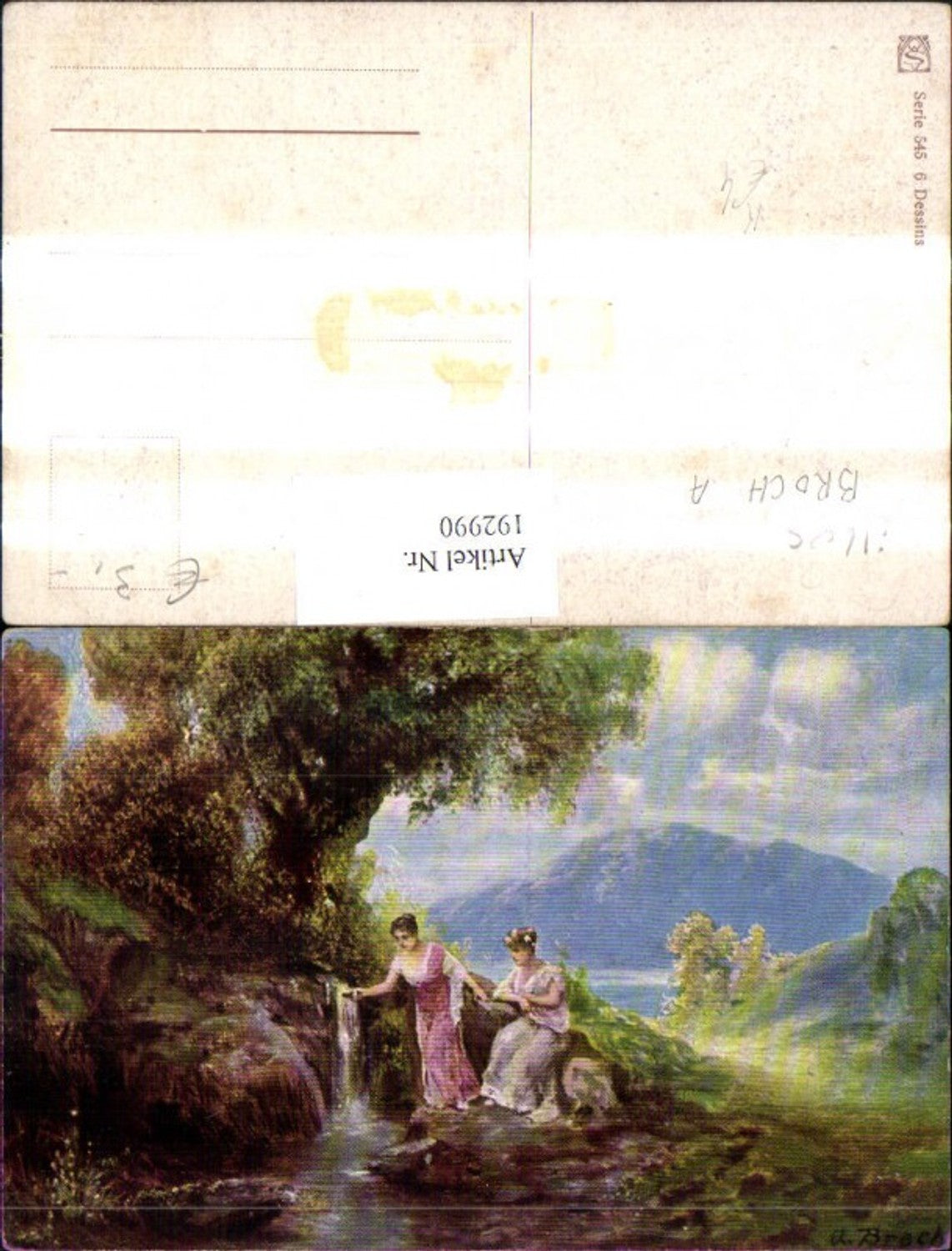 192990,Künstler Ak A. Broch Frauen a. Quelle Wasserfall Landschaft