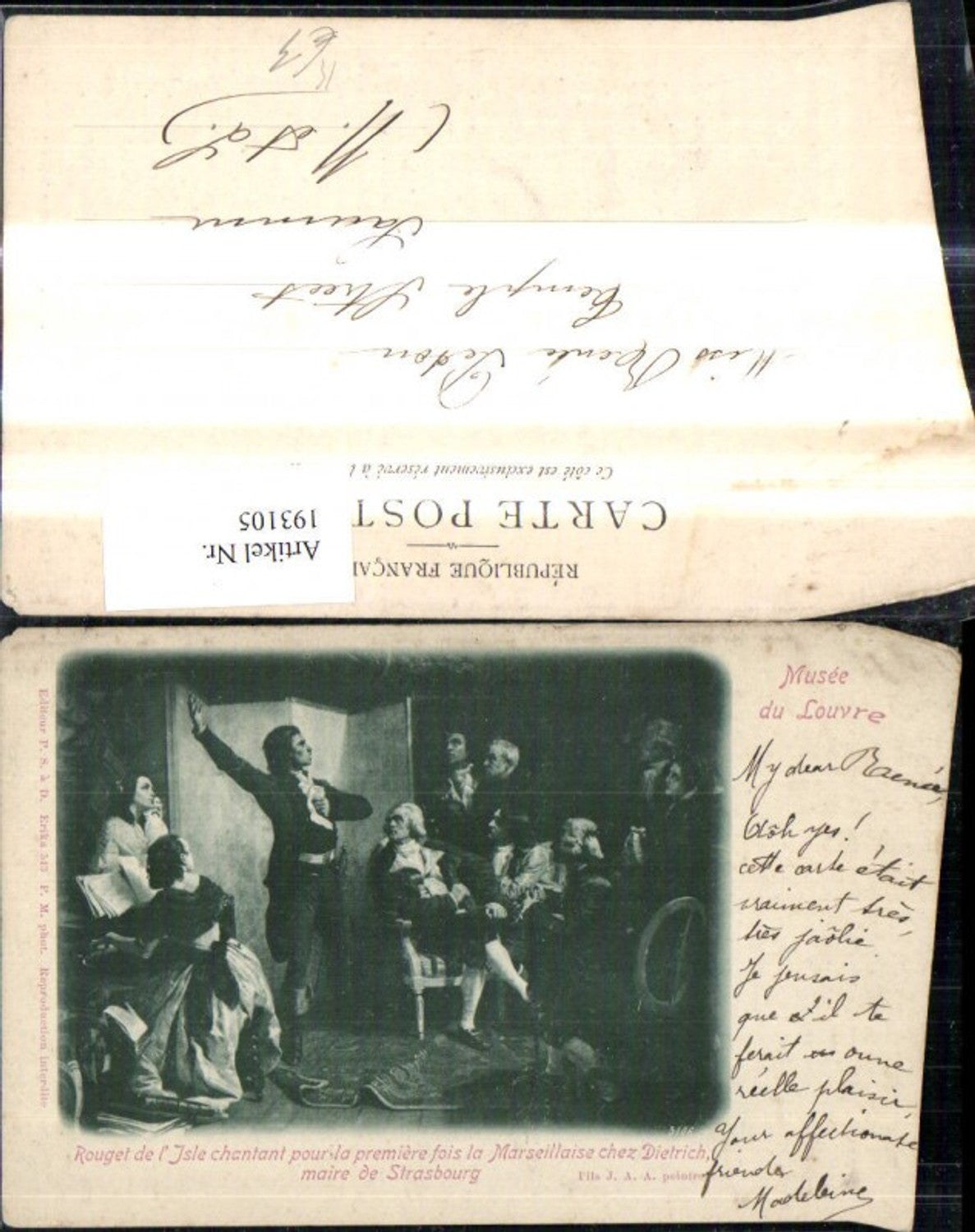 193105, Artist Ak JAA Pils Marseillaise chez Dietrich maire de Strasbourg Mann Singen Musik