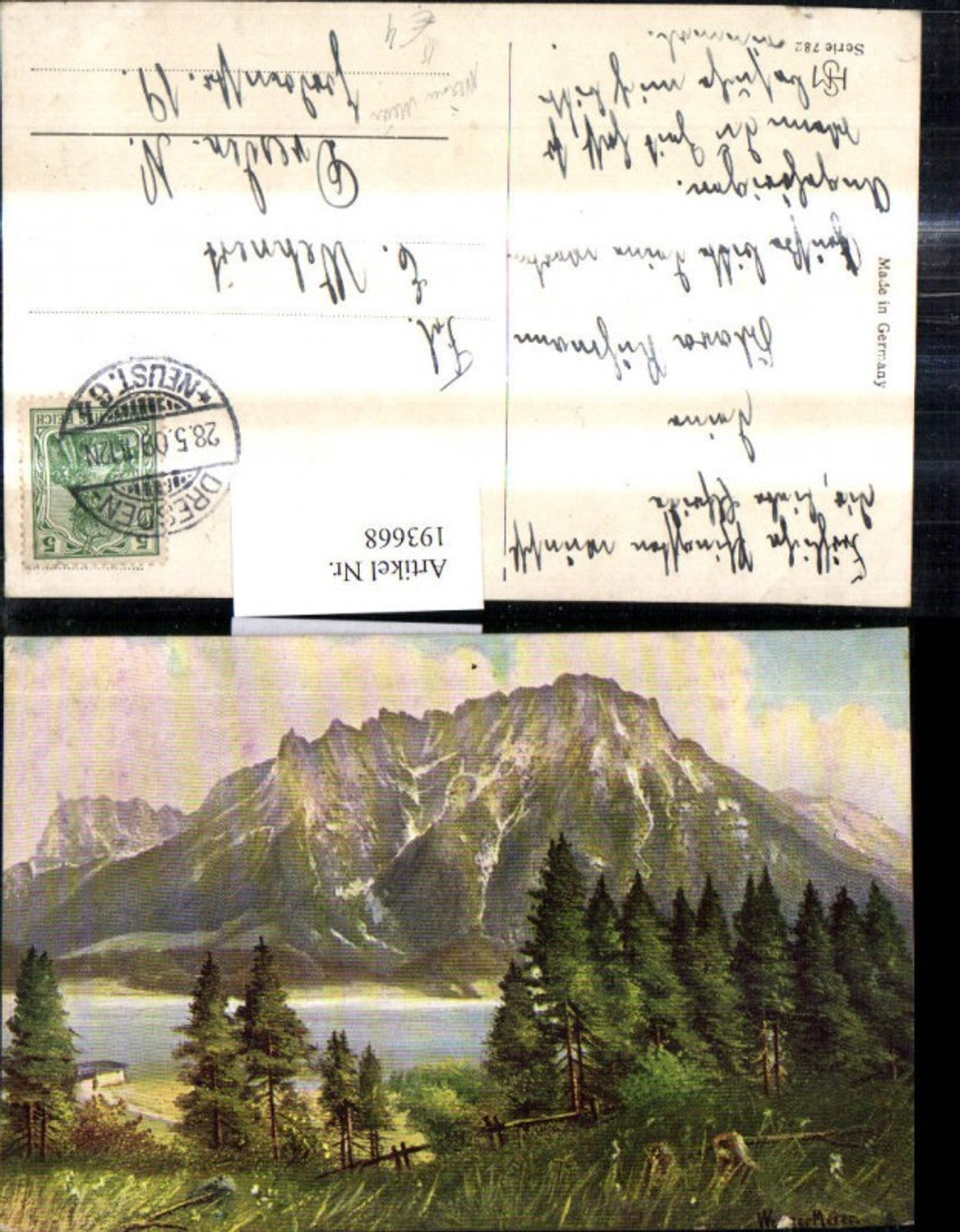 193668,Künstler Ak Werner Meier Landschaft Bergkulisse
