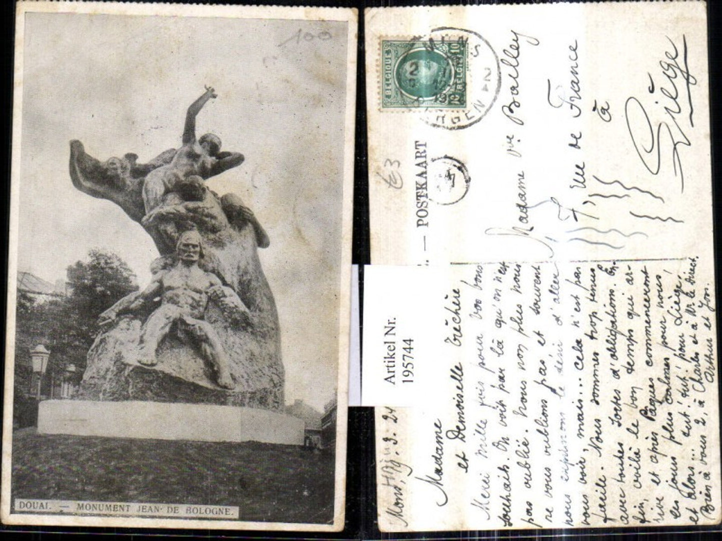 195744,Künstler Ak Douai Monument Jean de Bologne Statue Denkmal