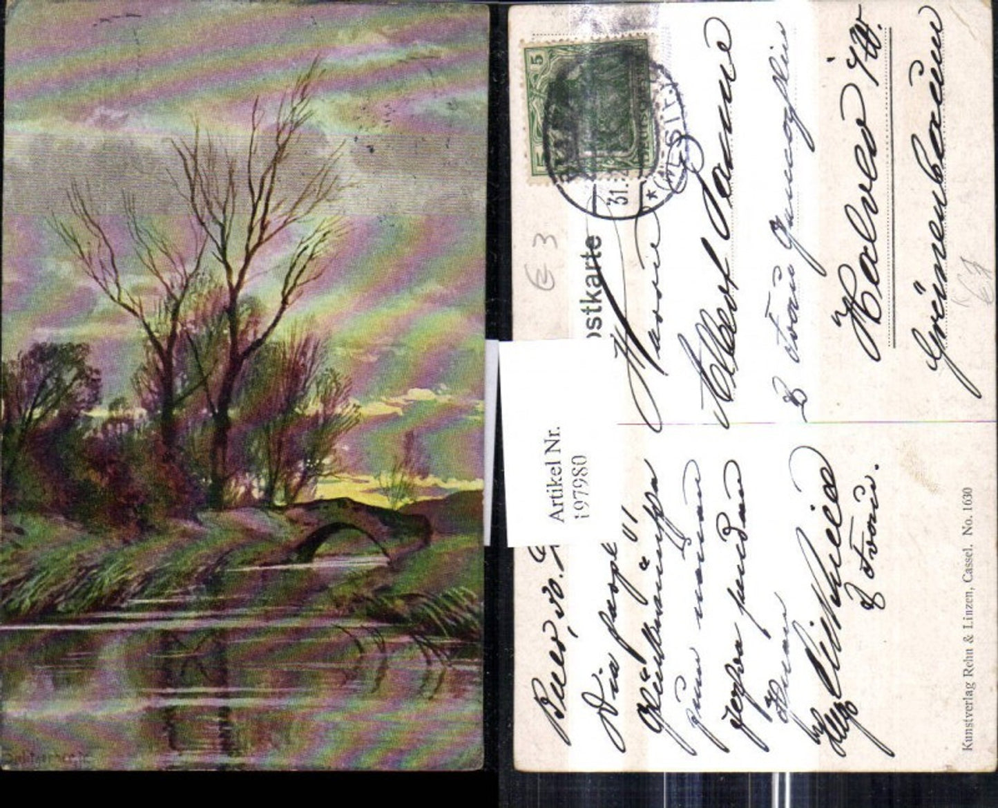 197980,Künstler Ak Splitgerber Fluss Brücke Bäume Herbst Winter Landschaft