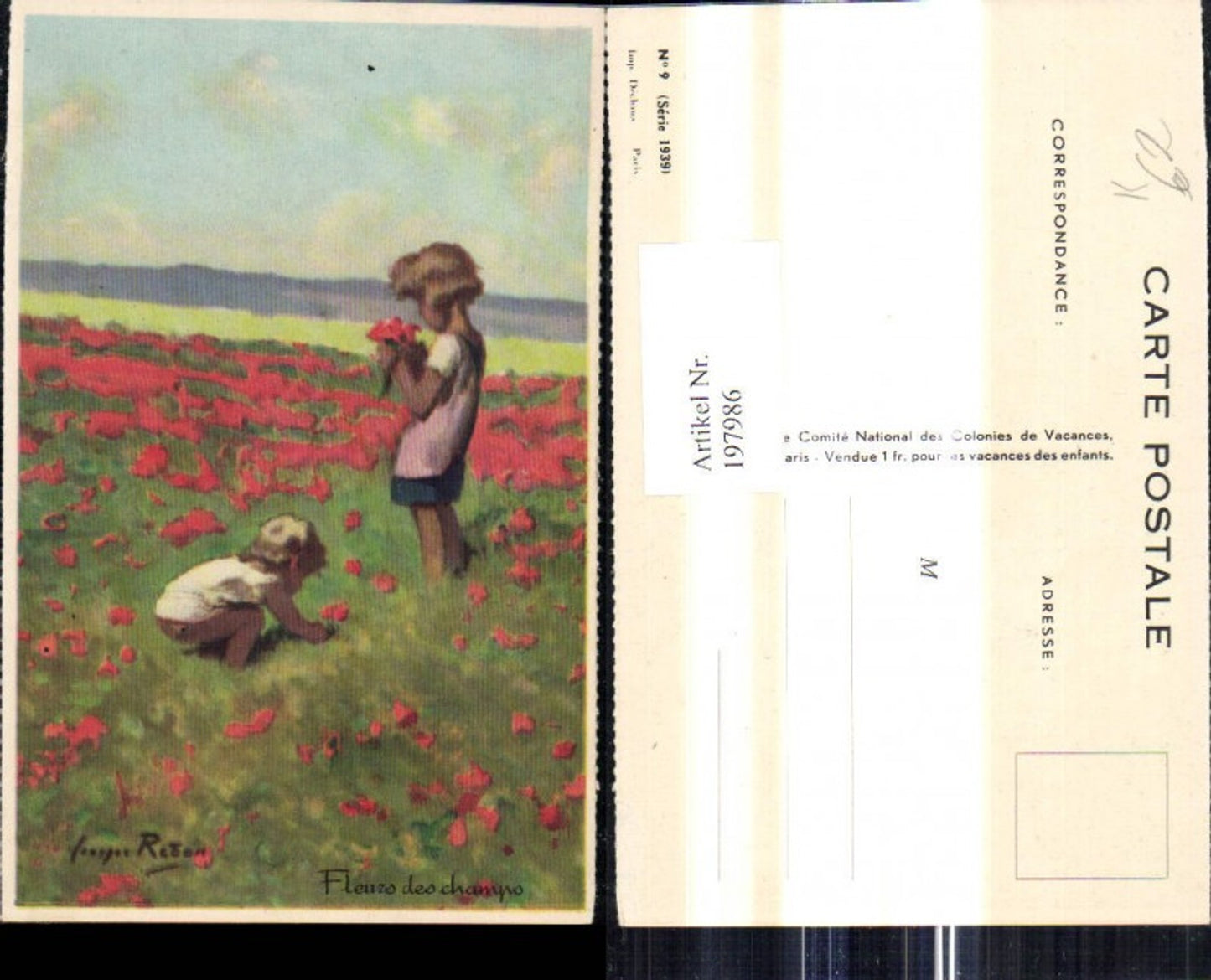 197986,Künstler Ak Kinder pflücken Blumen Fleurs des champs