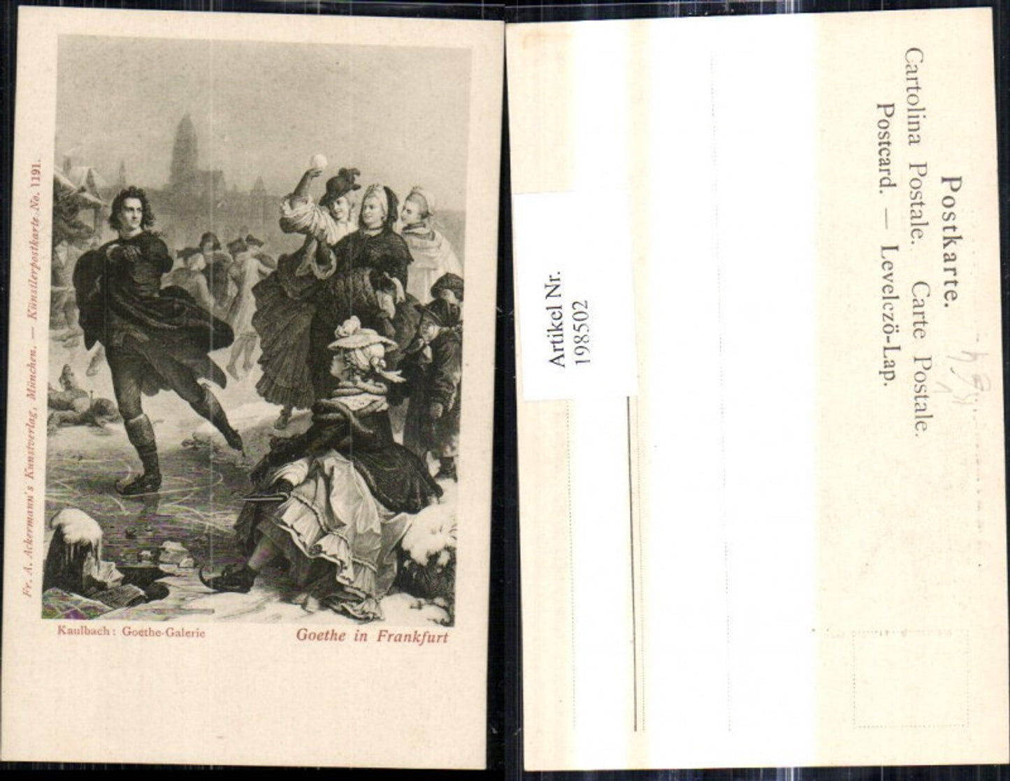 198502, Artist Ak Kaulbach Goethe Gallery Goethe i. Frankfurt Ice skating Ice skating pub FA Ackermann 1191
