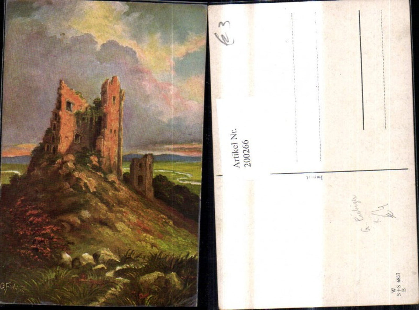 200266,Künstler Ak G. Fiebiger Burg Ruine
