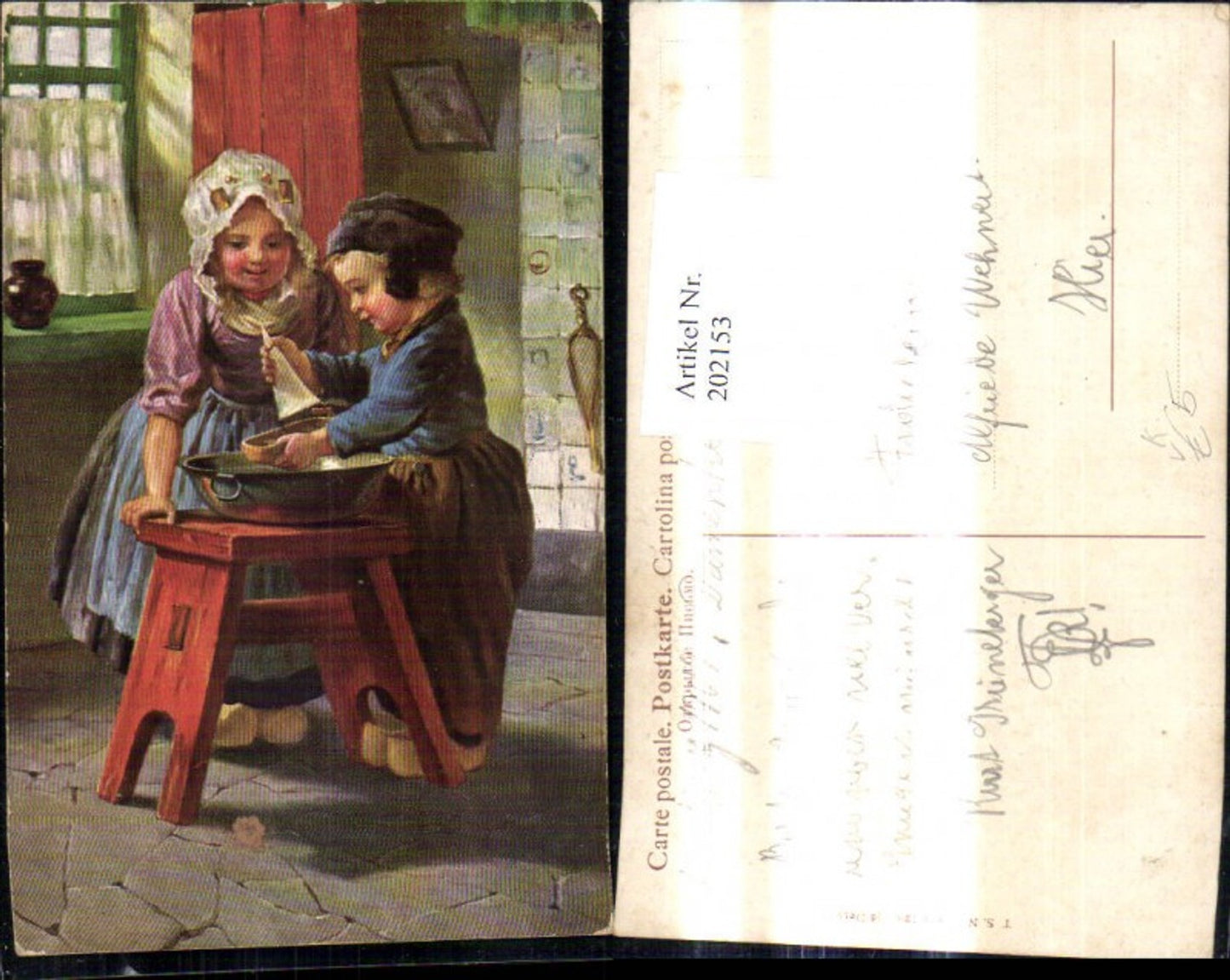 202153,Künstler Ak Kinder m. Spielzeugboot i. Schüssel Typen Holland pub Theo Stroefer 720