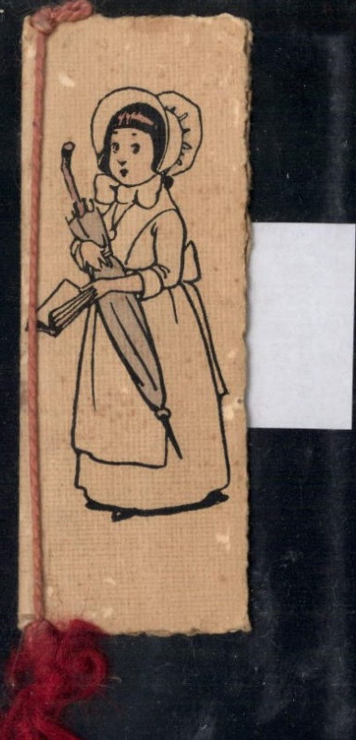 203348,Klappkarte Mädchen Frau m. Buch Lesen Schirm Kalender 1912