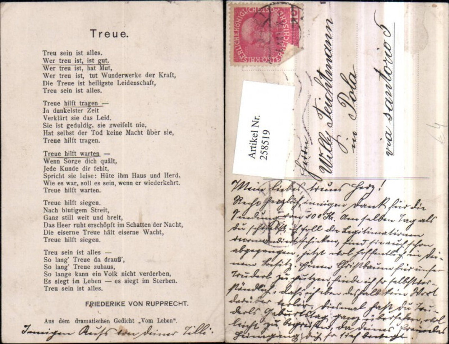 258519,Treue Gedicht Text von Friederike von Rupprecht