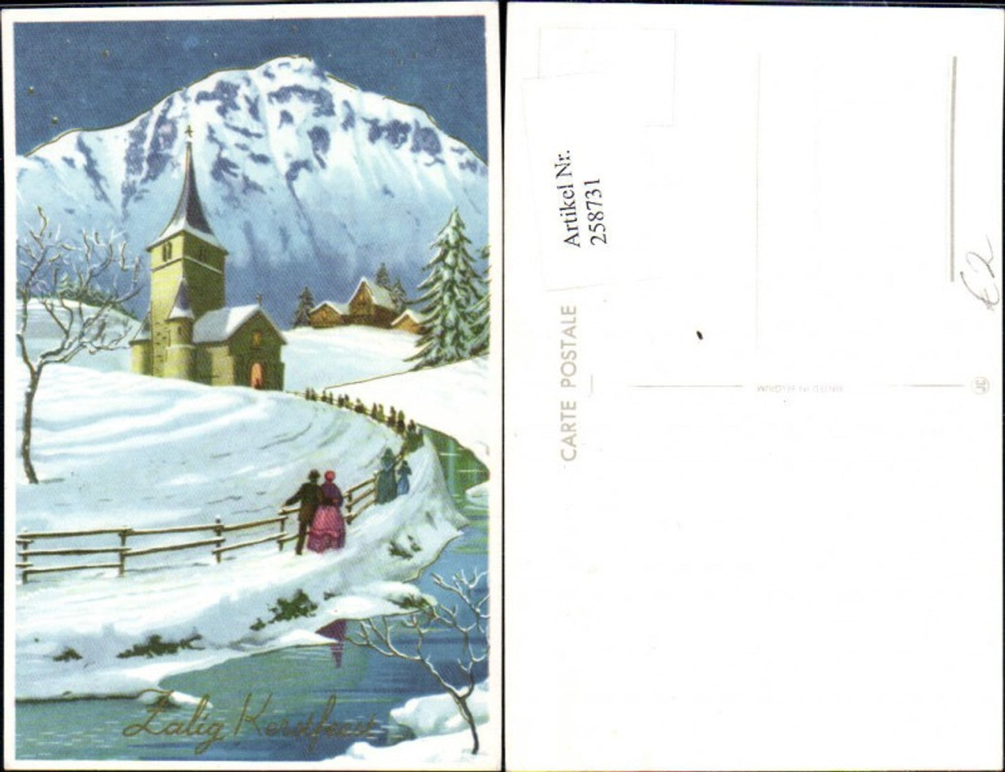 258731, Christmas gold decoration winter landscape church stream mountain scenery