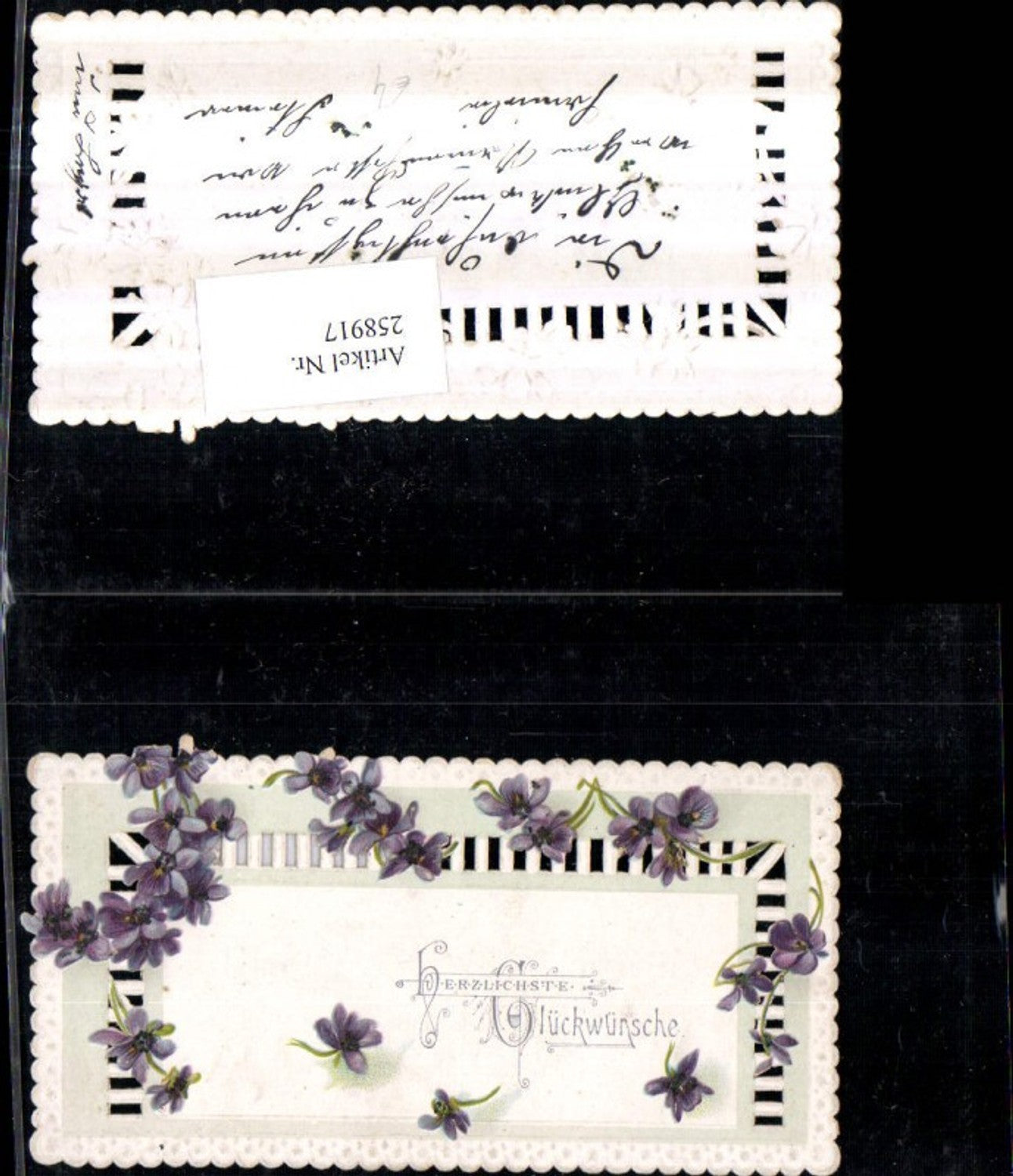 258917, Die-cut card Congratulations Flowers Violets