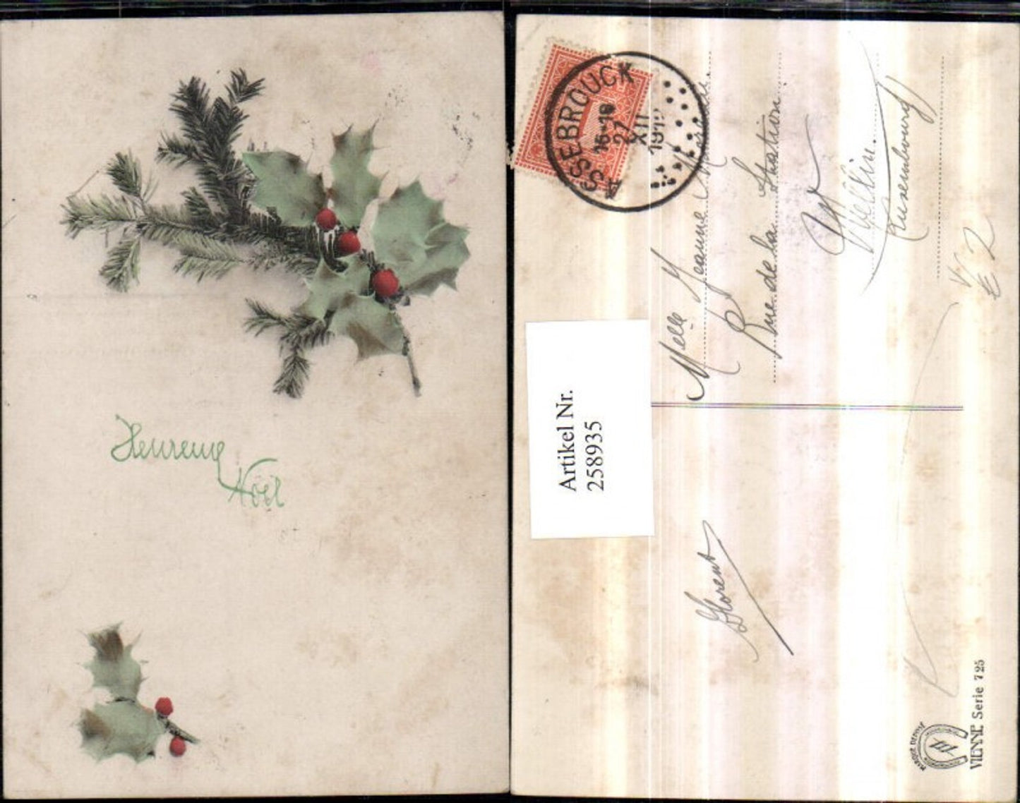 258935,Heureux Noel Weihnachten Tannenzweig Stechpalmen üub Vienne 725