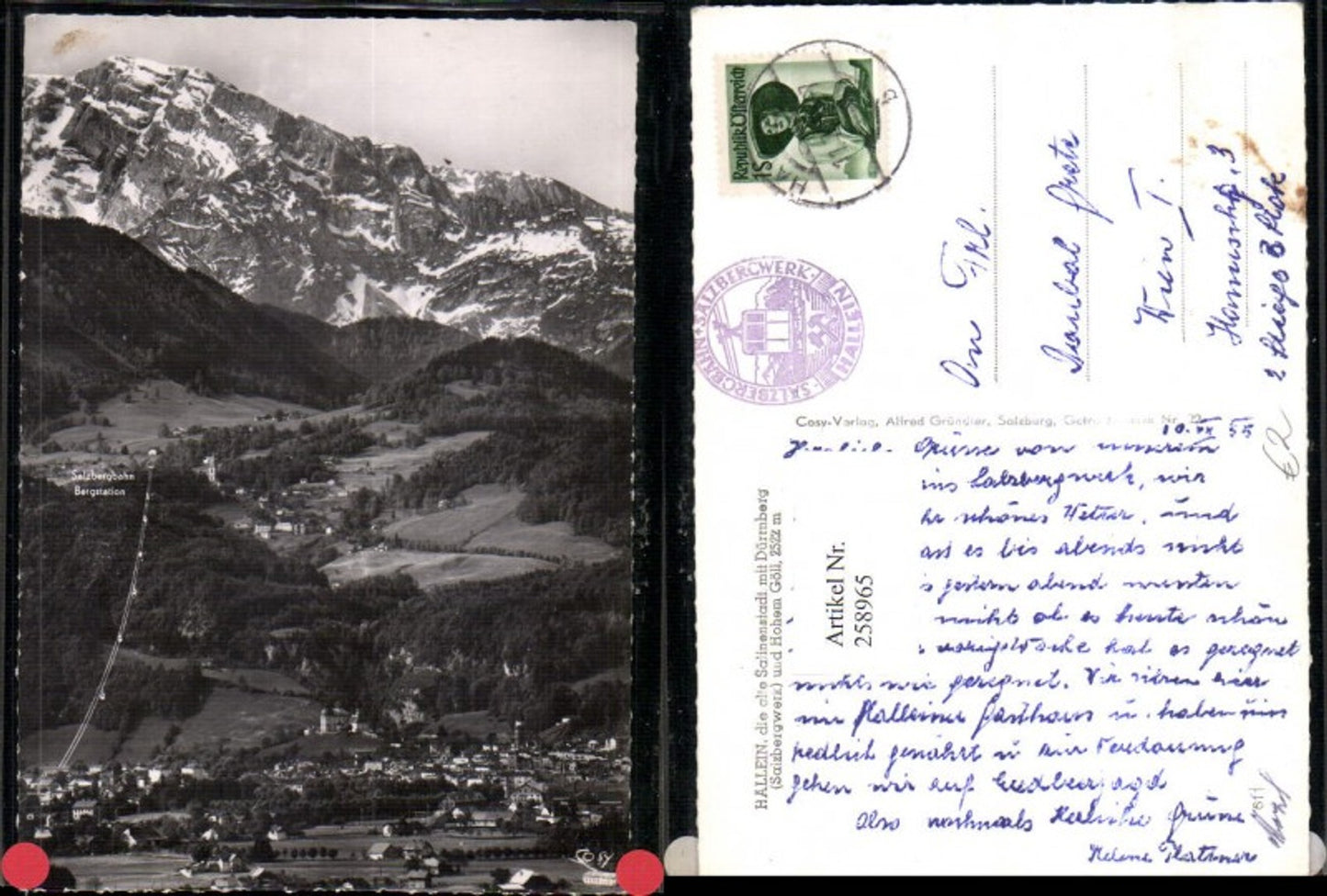 258965,Hallein Totale m. Dürrnberg u. Hohem Göll Bergkulisse pub Cosy