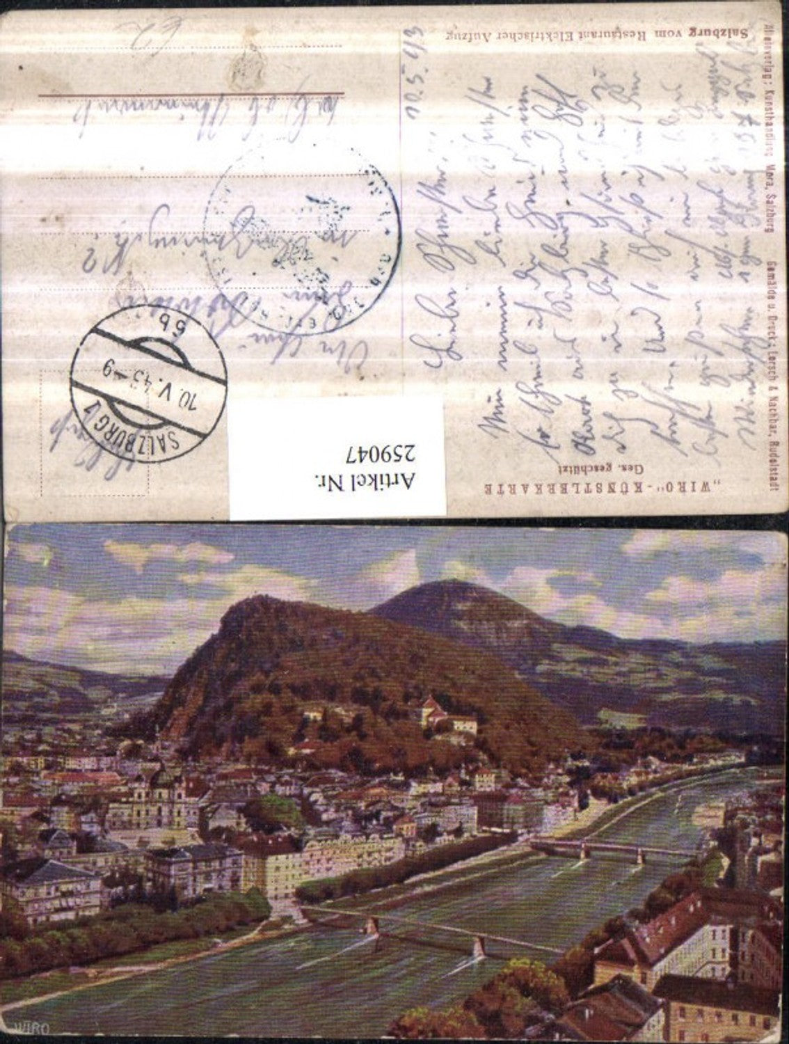 259047, Artist AK Salzburg Partial view Bridges pub Wiedemann Verlag Wiro