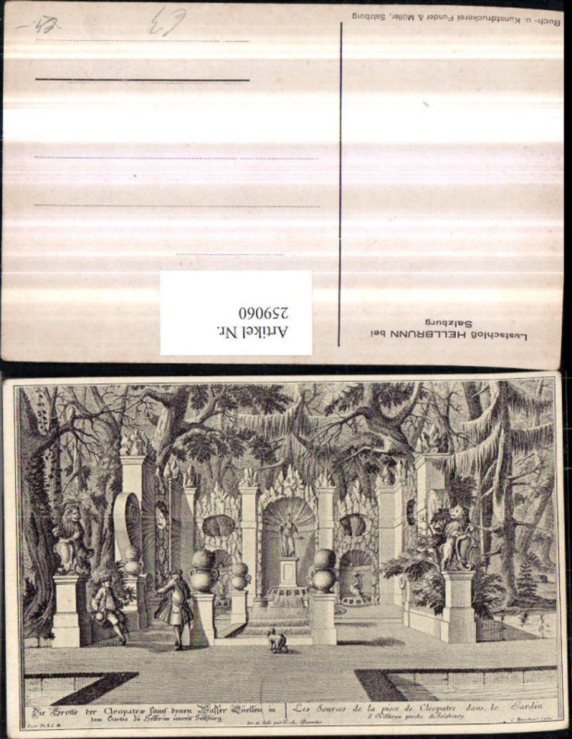 259060,Künstler AK Zeichnung Salzburg Schloss Hellbrunn Cleopatragrotte Grotte