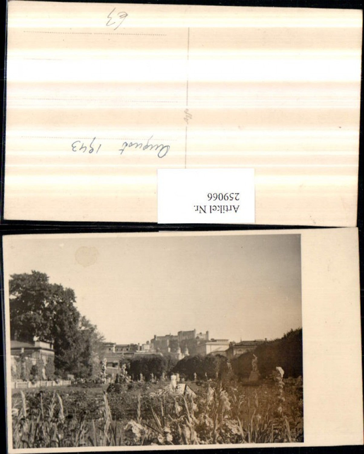 259066,Foto AK Salzburg Mirabellgarten m. Blick auf Festung 1943