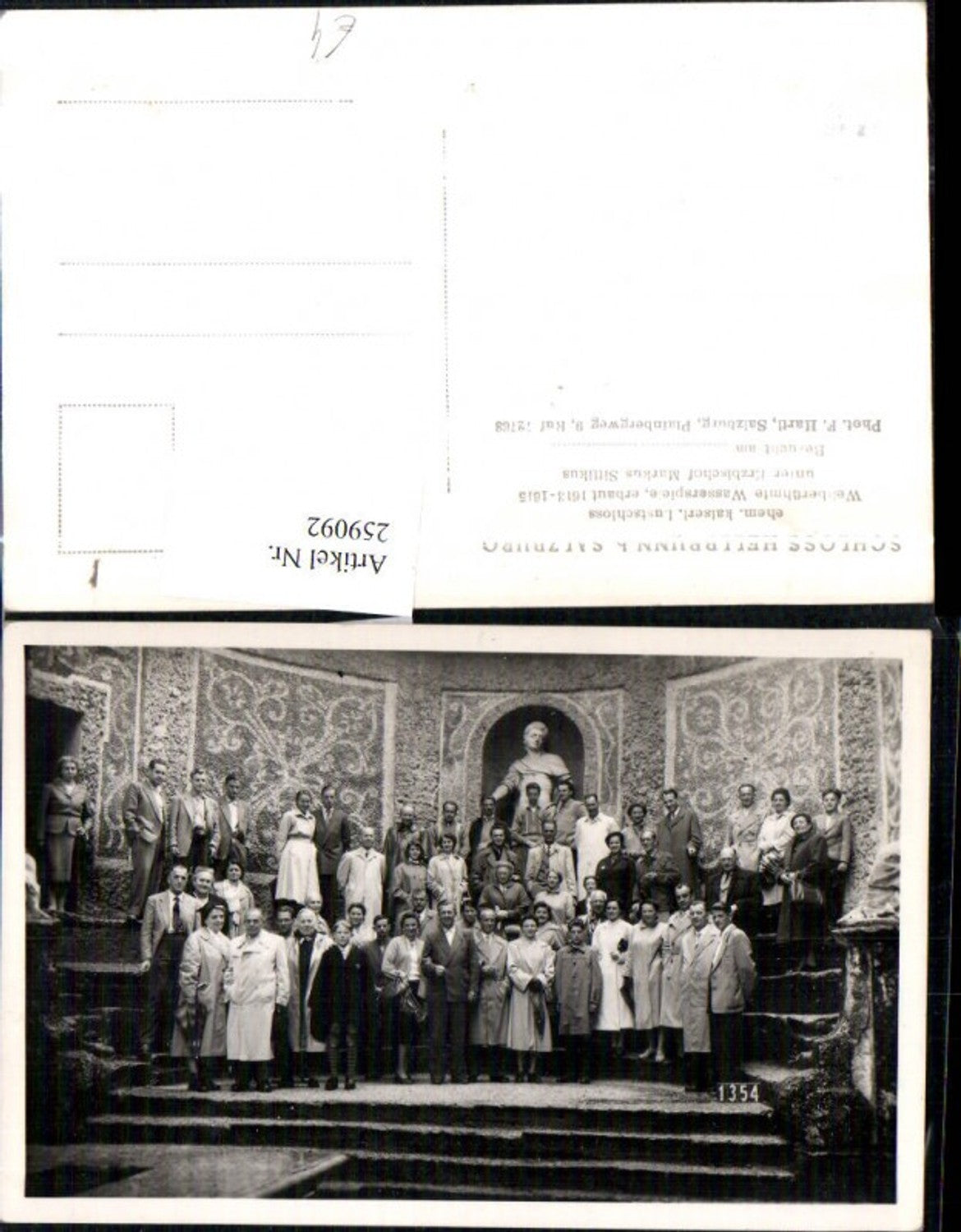 259092,Foto AK Salzburg Schloss Hellbrunn Wasserspiele Personen Gruppenfoto