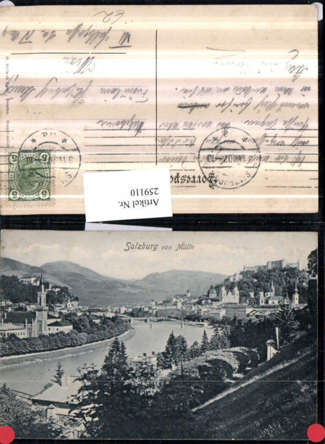 259110,Salzburg Teilansicht Kirche Festung von Mülln