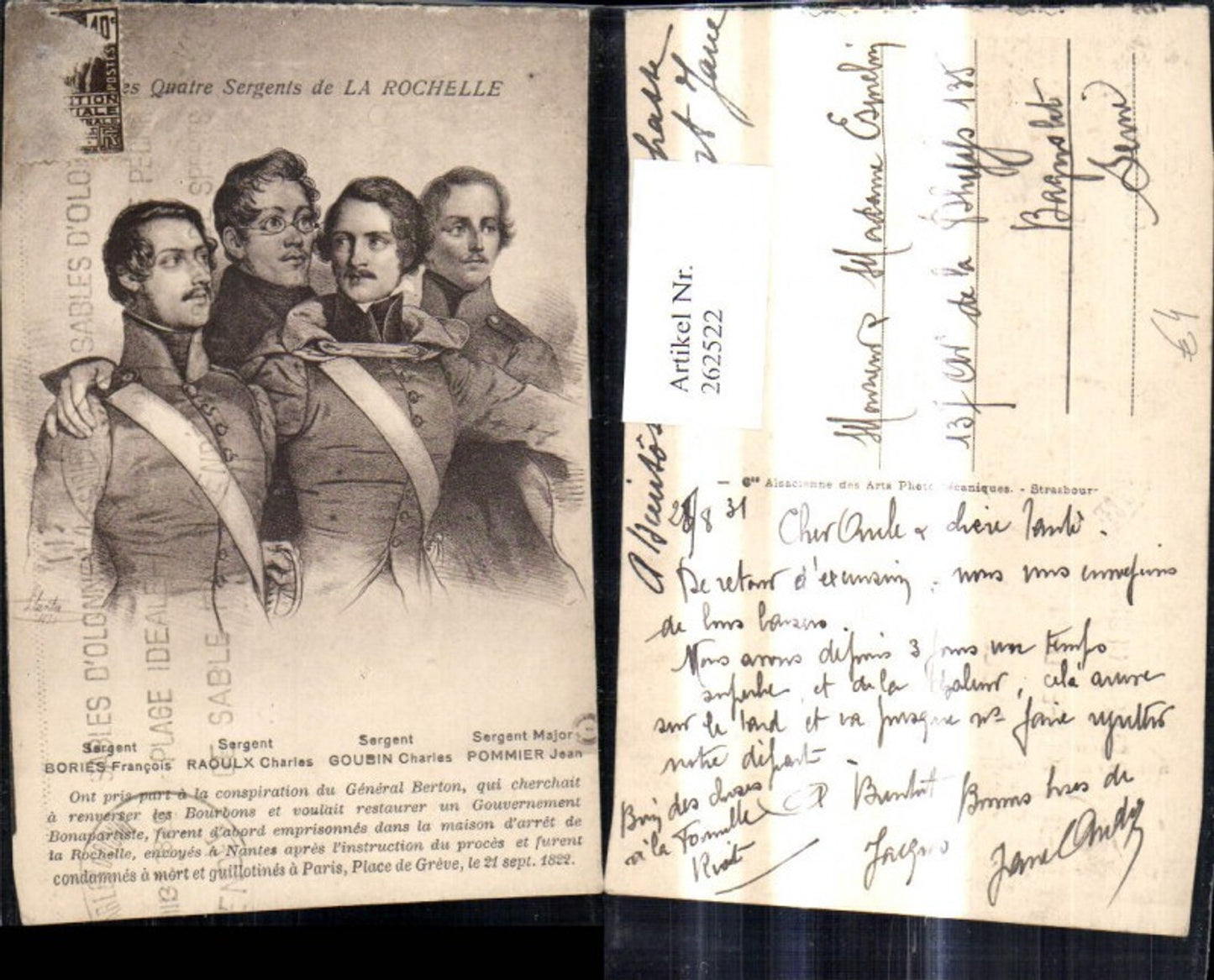 262522,Künstler Ak Quatre Sergents de La Rochelle Bories Raoulx Goubin Pommier Politiker