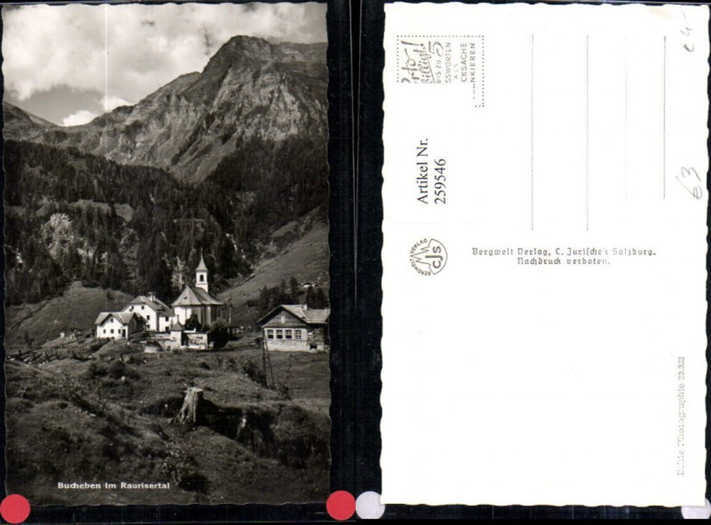 259546,Bucheben im Raurisertal b. Rauris Kirche Bergkulisse