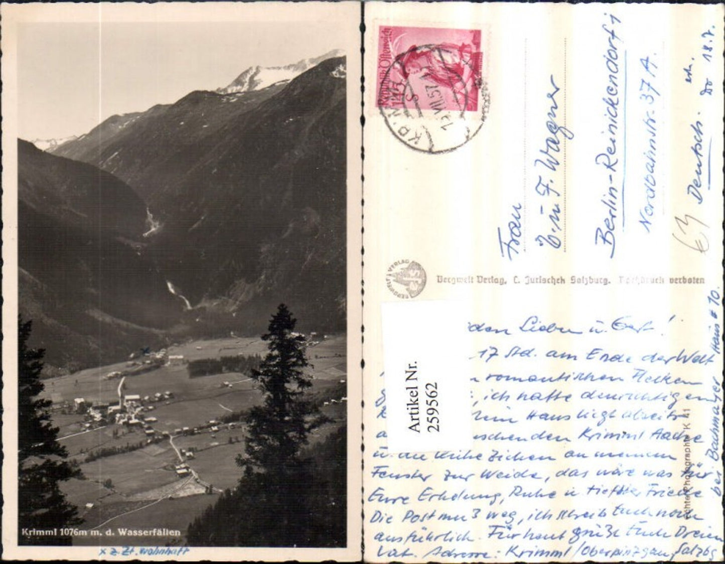 259562,Krimml Totale m. d. Wasserfällen Bergkulisse