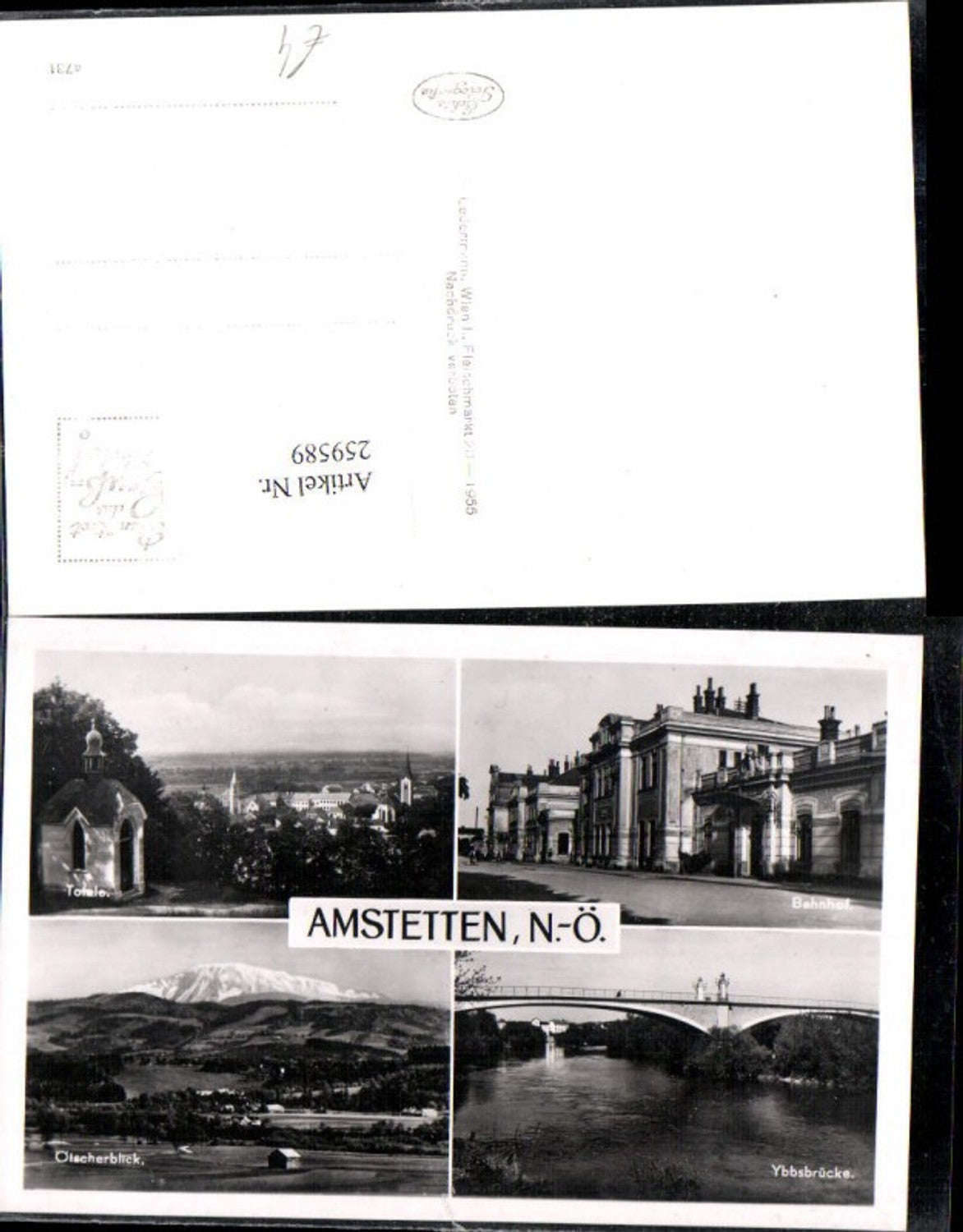 259589,Amstetten Teilansicht Kapelle Bahnhof Ybbsbrücke Brücke Ötscher Mehrbildkarte