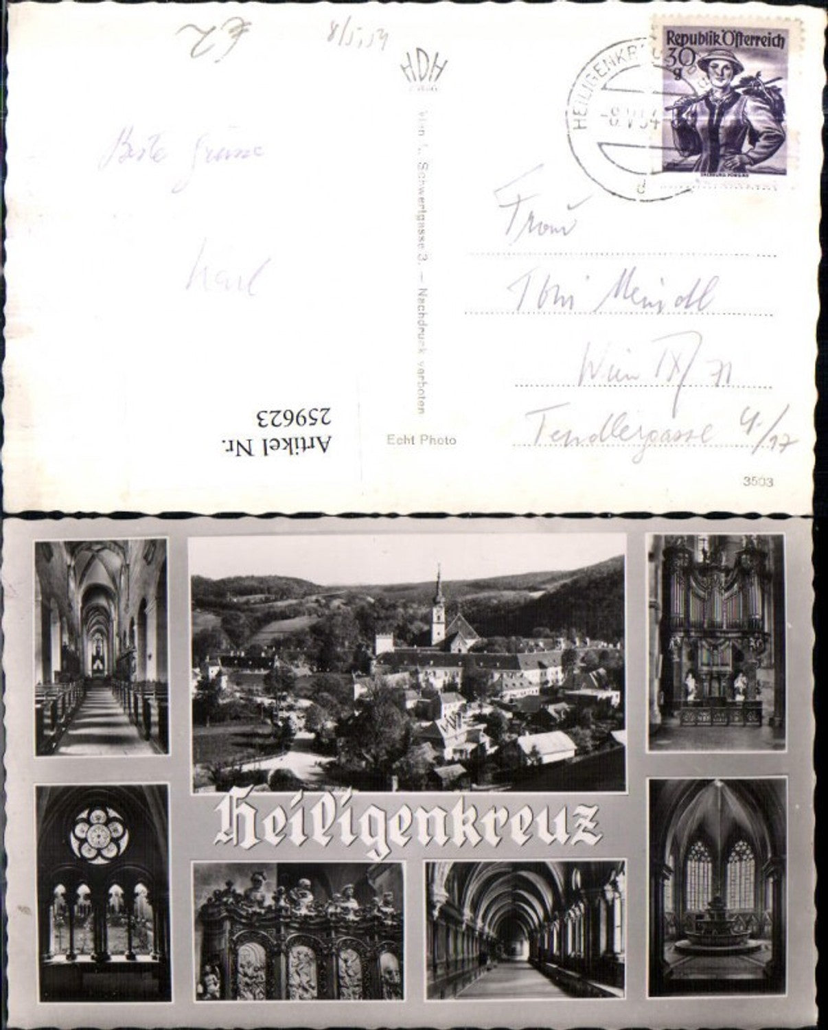 259623,Heiligenkreuz Totale Stift Kirche Innenansicht Orgel Mehrbildkarte