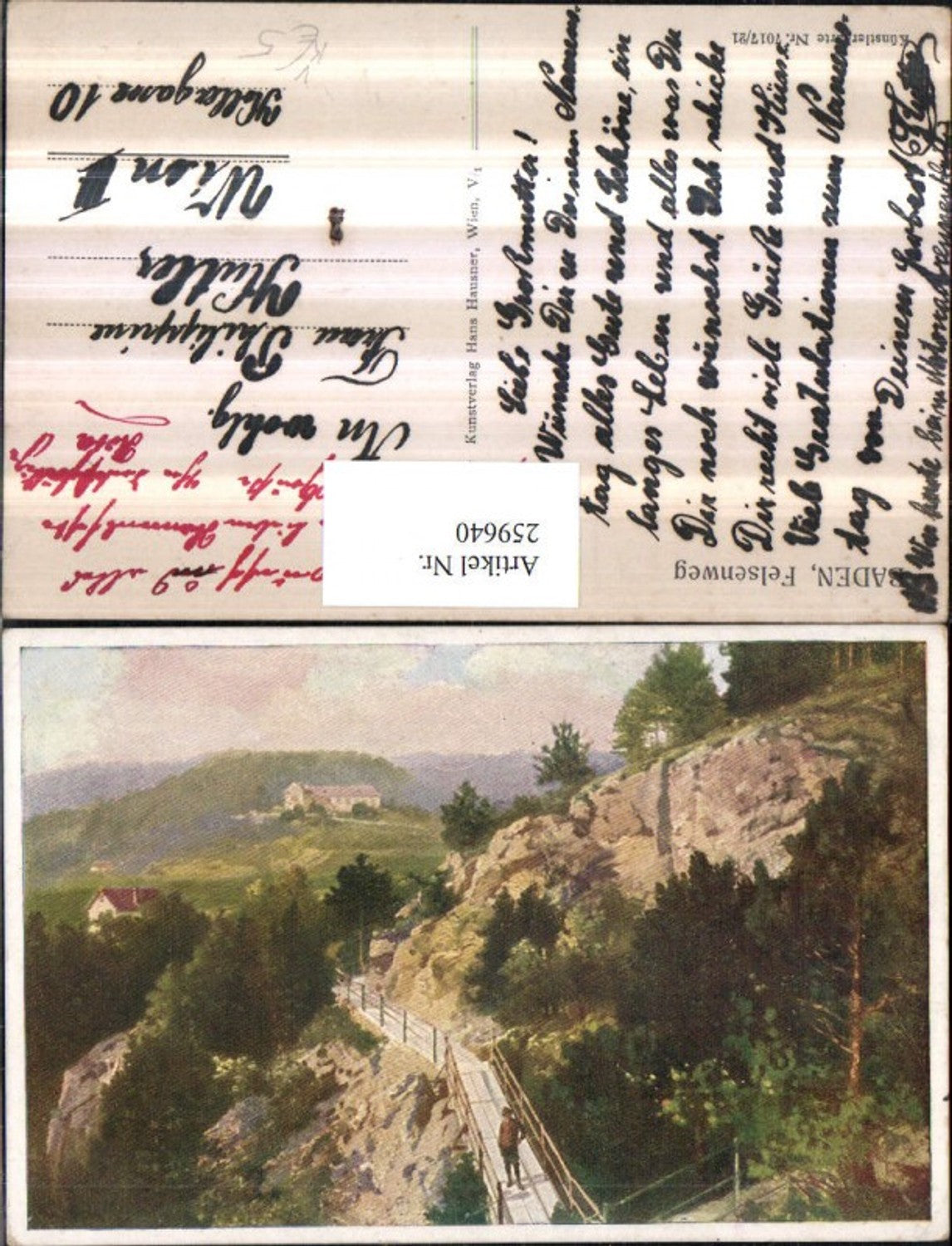 259640,Künstler AK Baden b. Wien Felsenweg pub Hans Hausner 7017/21