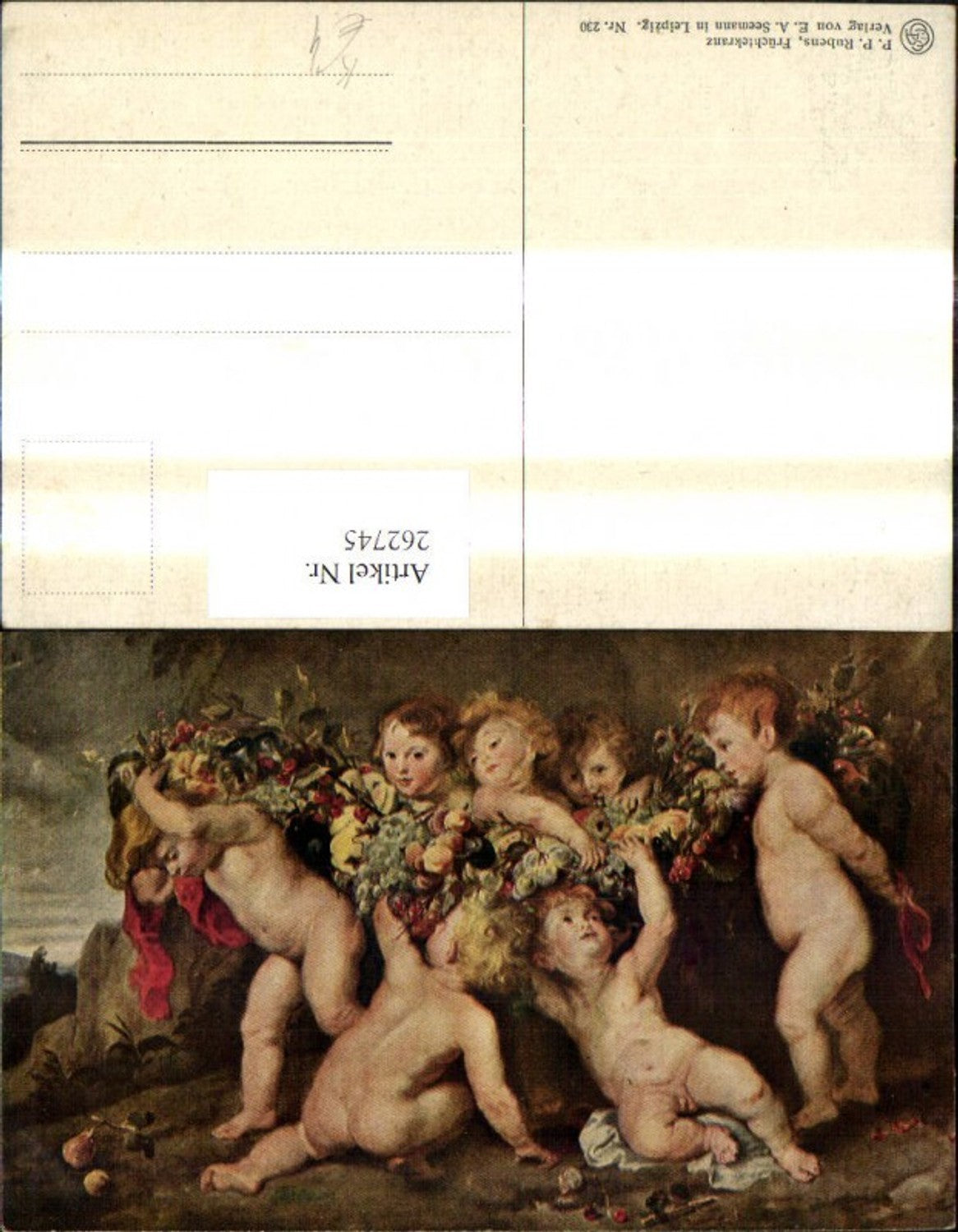 262745, Artist: Peter Paul Rubens, Fruit Wreath, Naked Children, Garland of Fruits and Branches