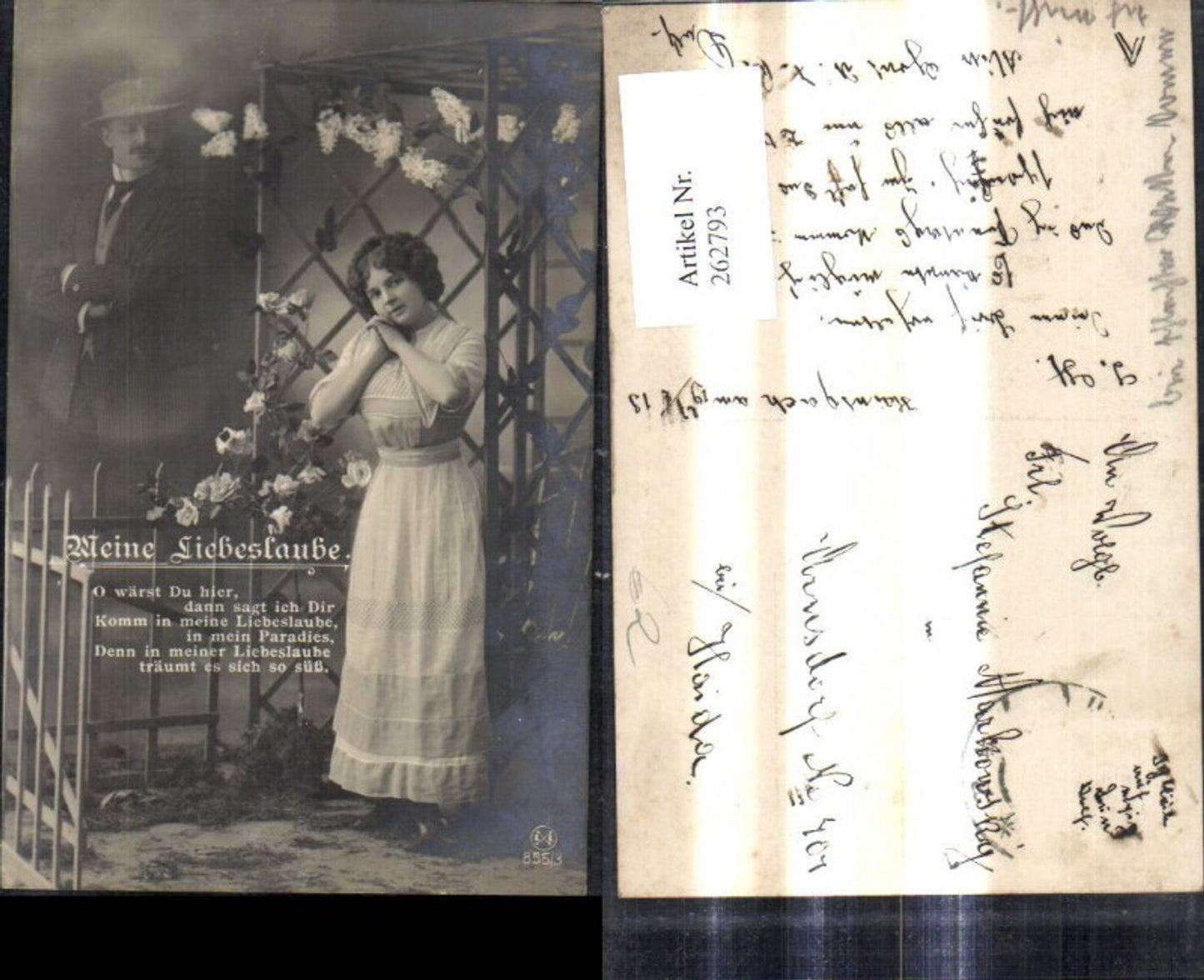 262793,Fotomontage Liebe Paar Liebespaar Frau i. Laube Meine Liebeslaube Sehnsucht Spruch