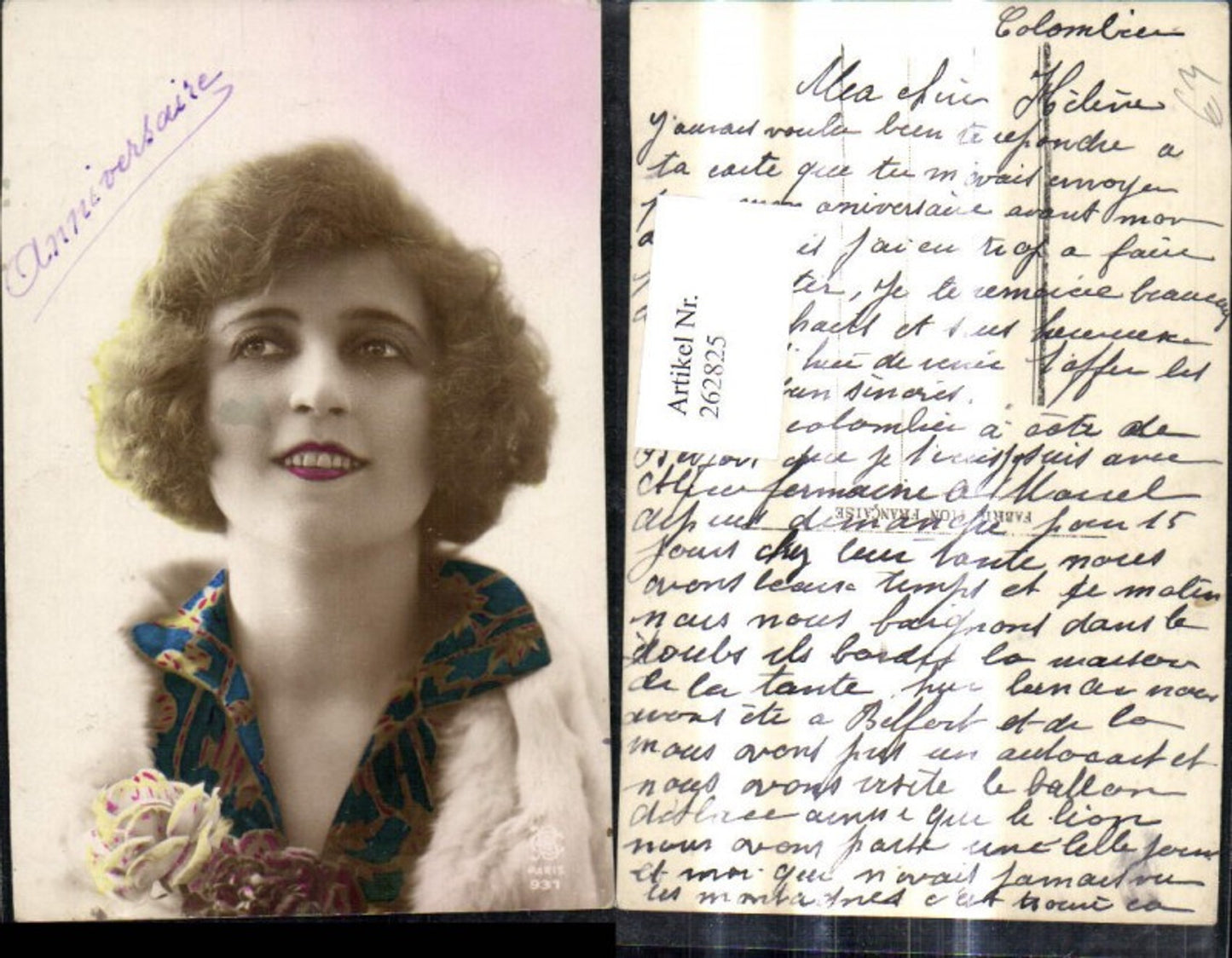 262825,Foto Ak Frau Lippenstift Portrait Pelzjacke