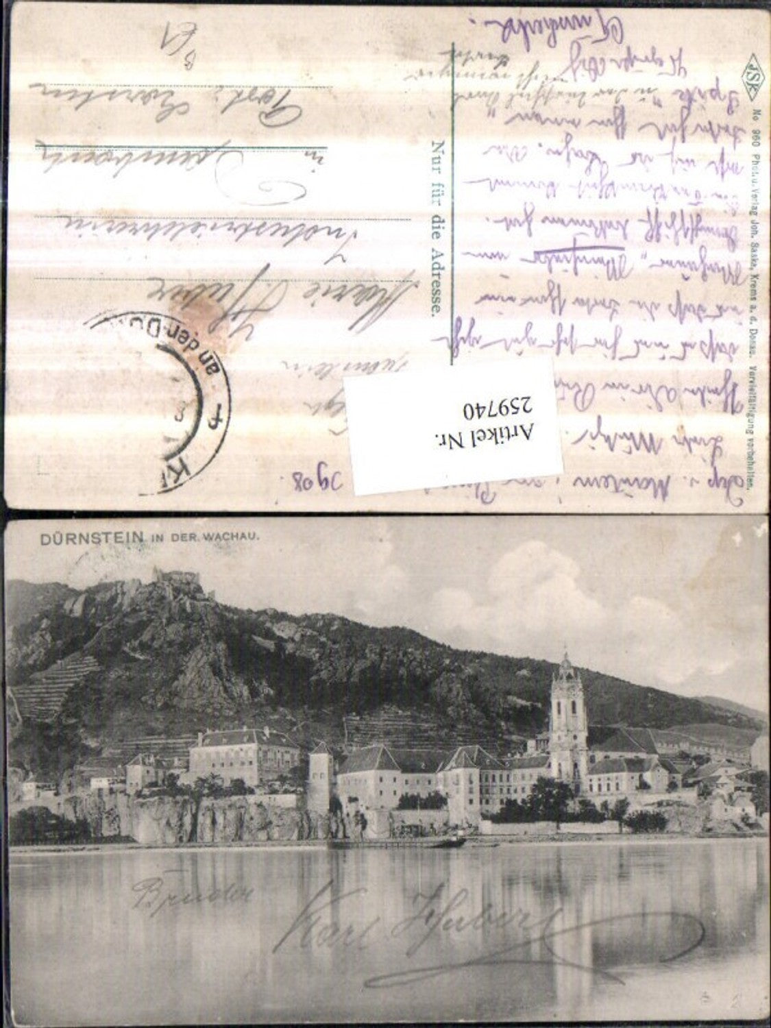 259740,Dürnstein in d. Wachau Totale Kirche m. Ruine