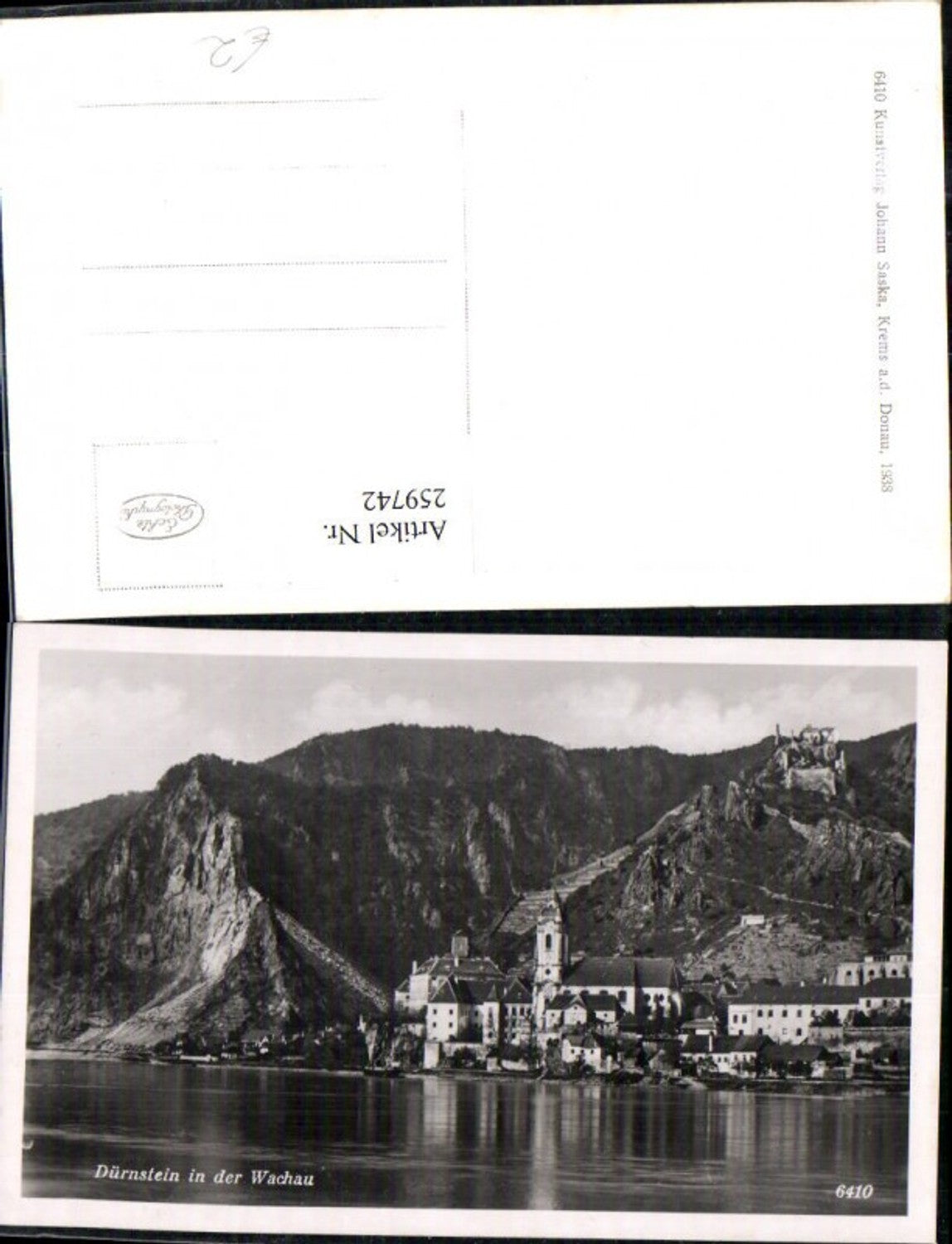 259742,Dürnstein in d.Wachau Totale Kirche m. Ruine