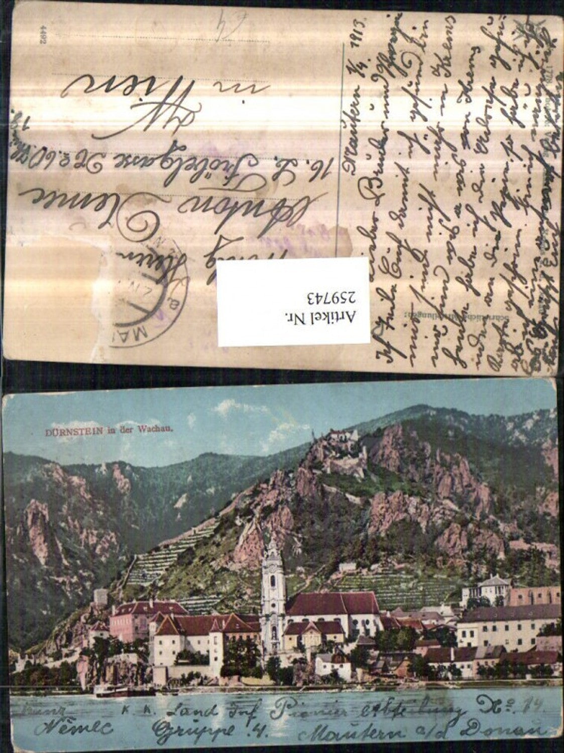 259743,Dürnstein in d.Wachau Totale Kirche m. Ruine