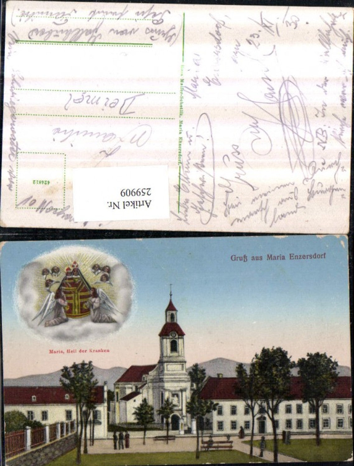 259909,Gruß aus Maria Enzersdorf Kirche Fotomontage Gnadenbild