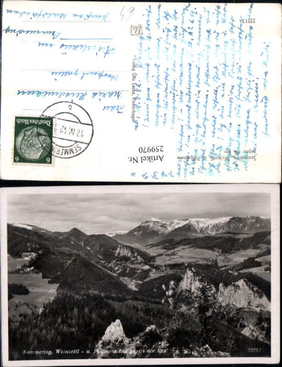 259970,Semmering Weinzettl u. Polleroswand geg. d. Rax Bergkulisse