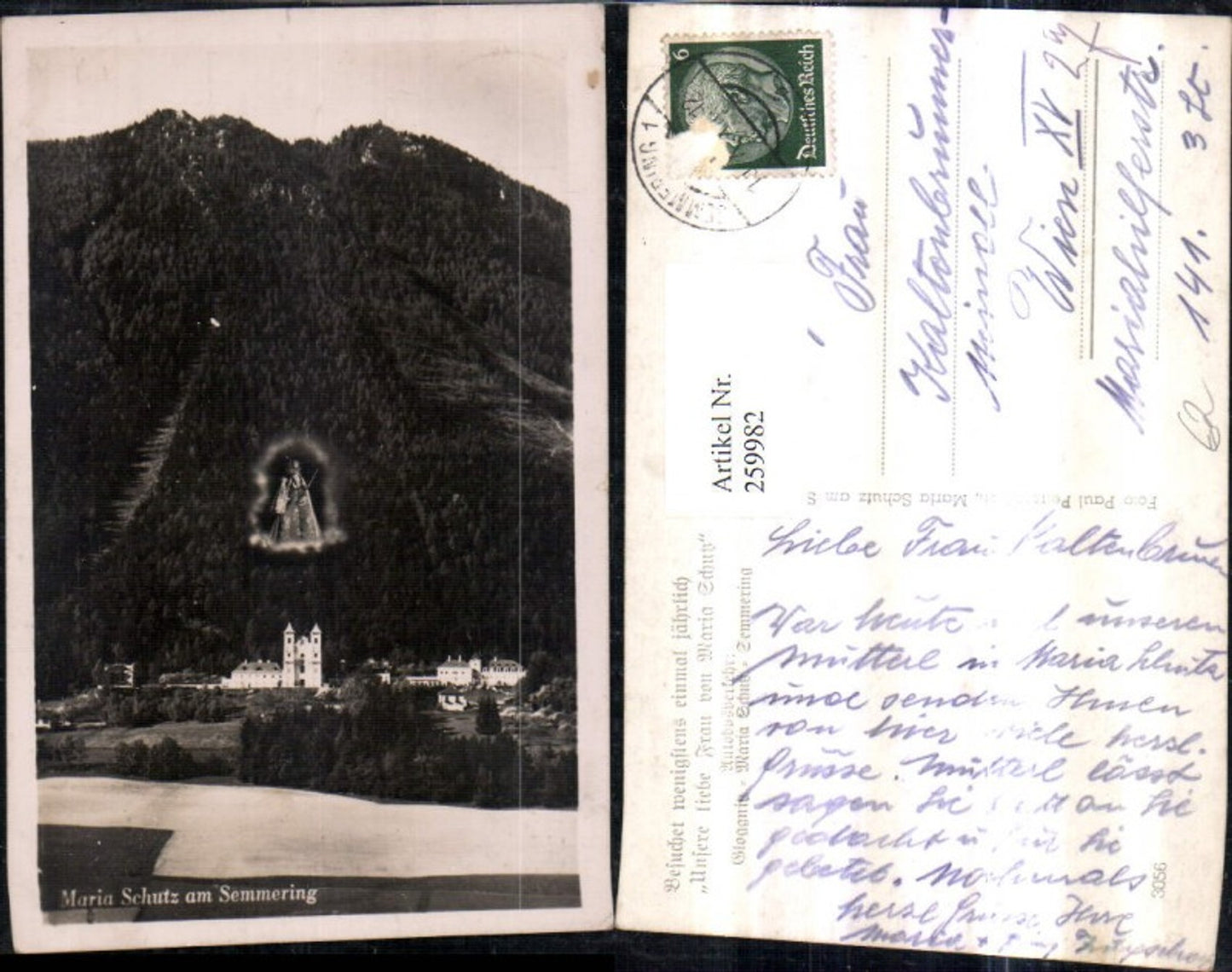259982,Maria Schutz am Semmering Totale Kirche Fotomontage Gnadenbild