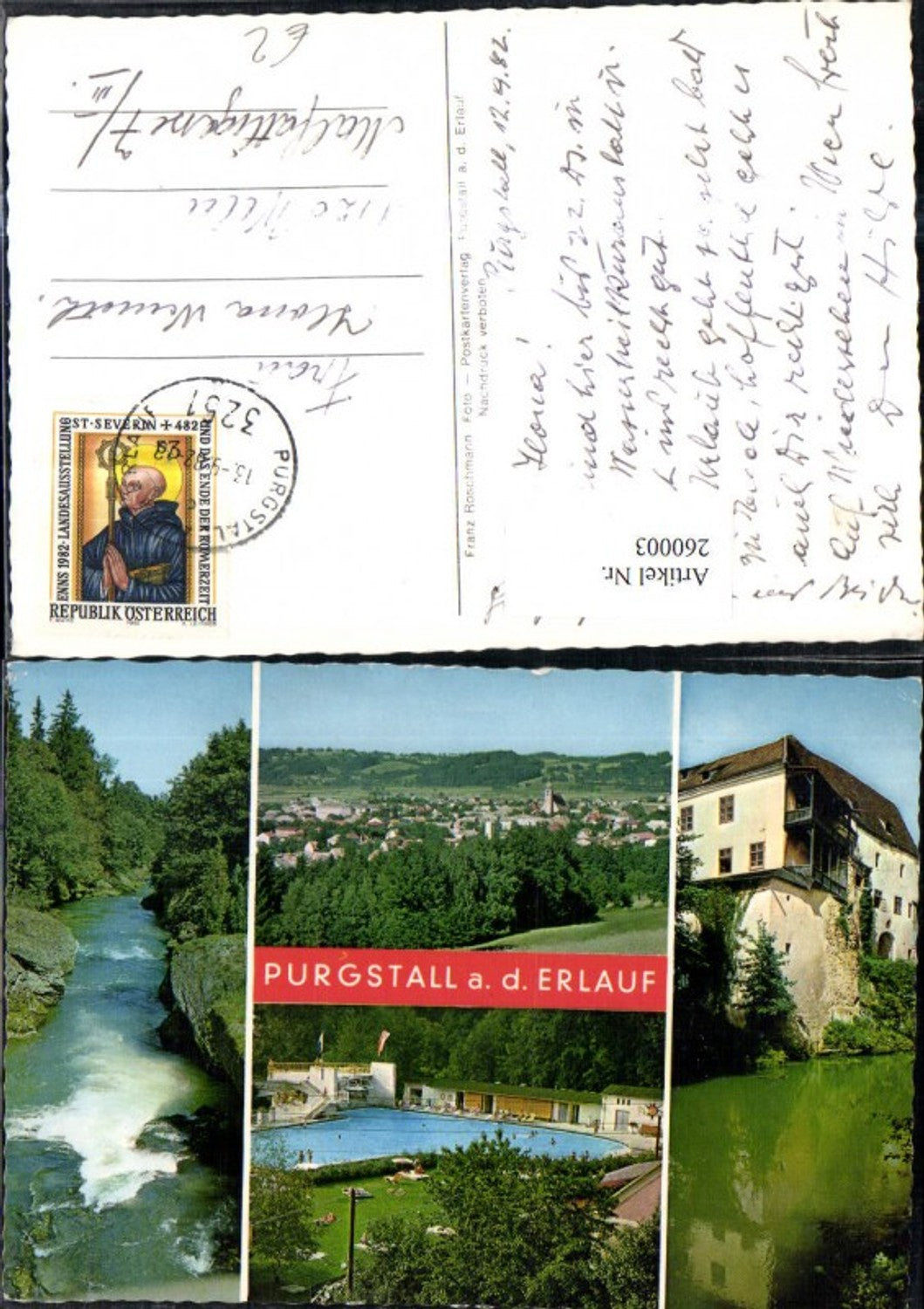 260003,Purgstall an d. Erlauf Totale Schwimmbad Freibad Fluss Partie Mehrbildkarte