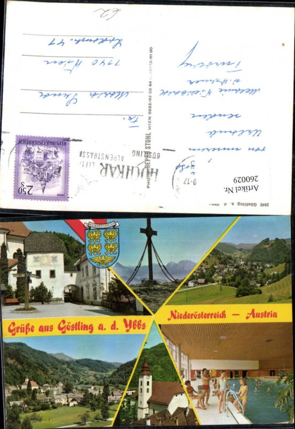 260029,Göstling an d. Ybbs Totale Kirche Hallenbad Gipfelkreuz Mehrbildkarte