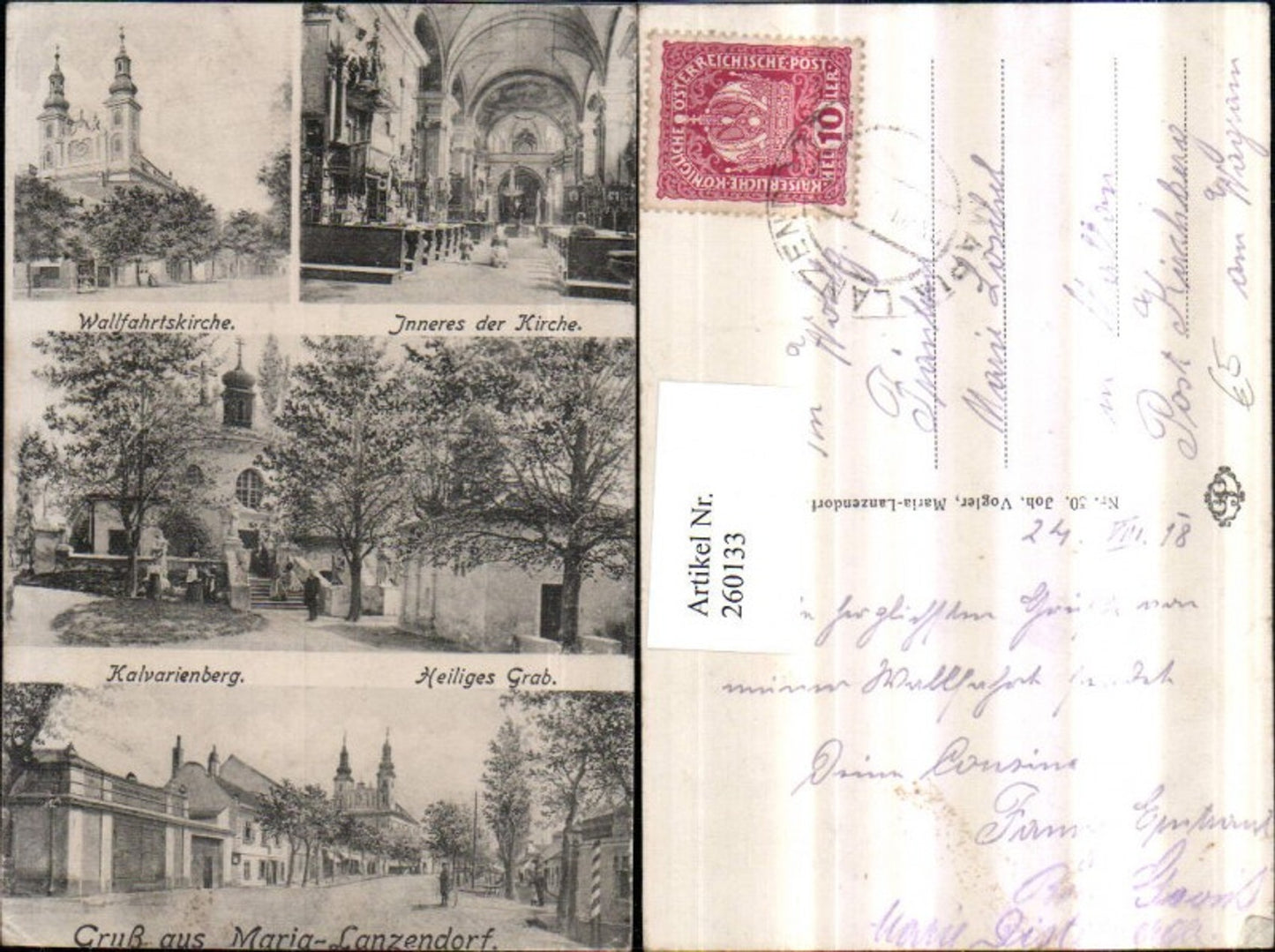 260133,Gruß aus Maria Lanzendorf Kirche Innenansicht Kalvarienberg Heiliges Grab Mehrbildkarte