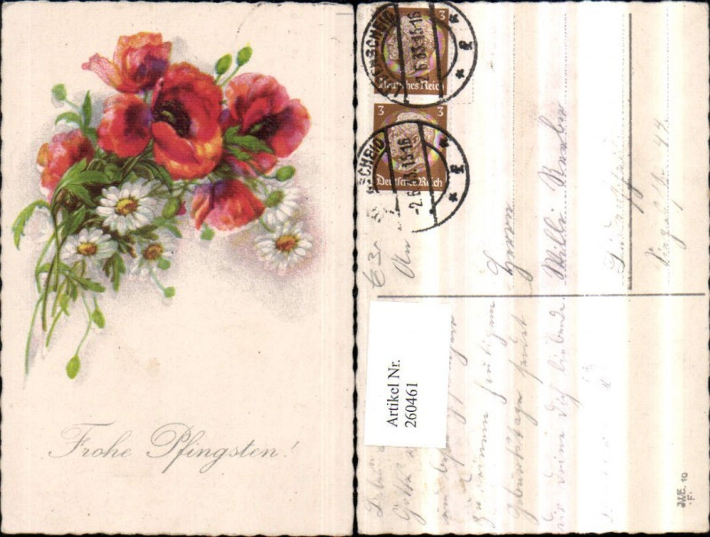 260461, Pentecost bouquet poppies daisies