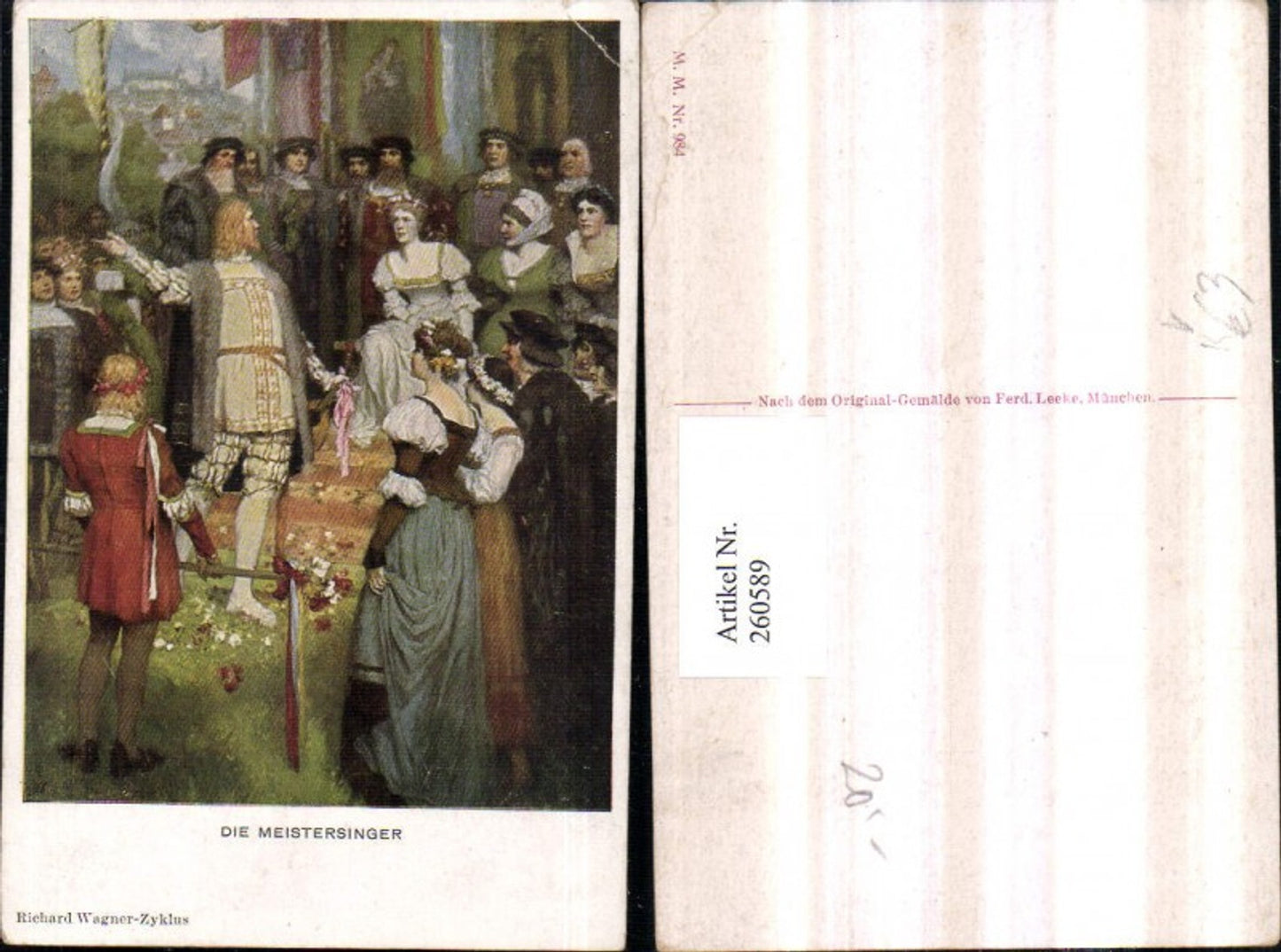 260589,M. Munk Vienne 984 Künstler Ferd. Leeke Meistersinger Personen Gesellschaft Blumenkränze