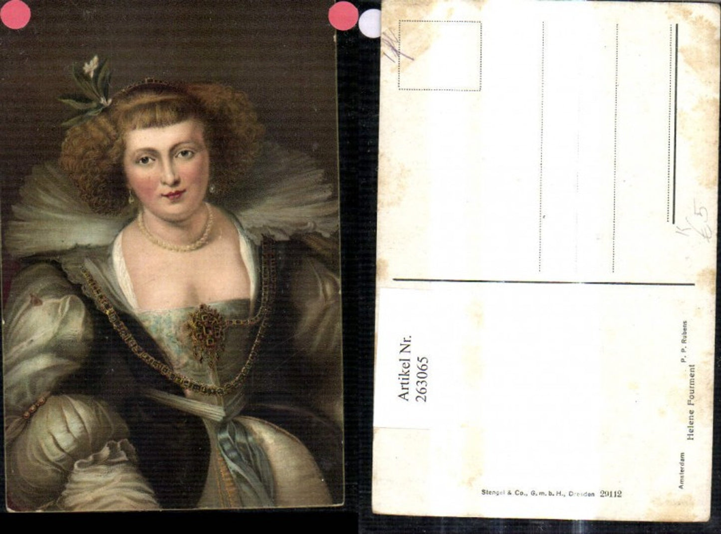 263065,Stengel Co 29112 Peter Paul Rubens Helene Fourment Frau Portrait