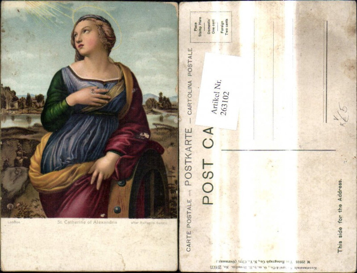 263102,Stengel Co 29935 Raffaello Sanzio St Catherine of Alexandria Frau Portrait